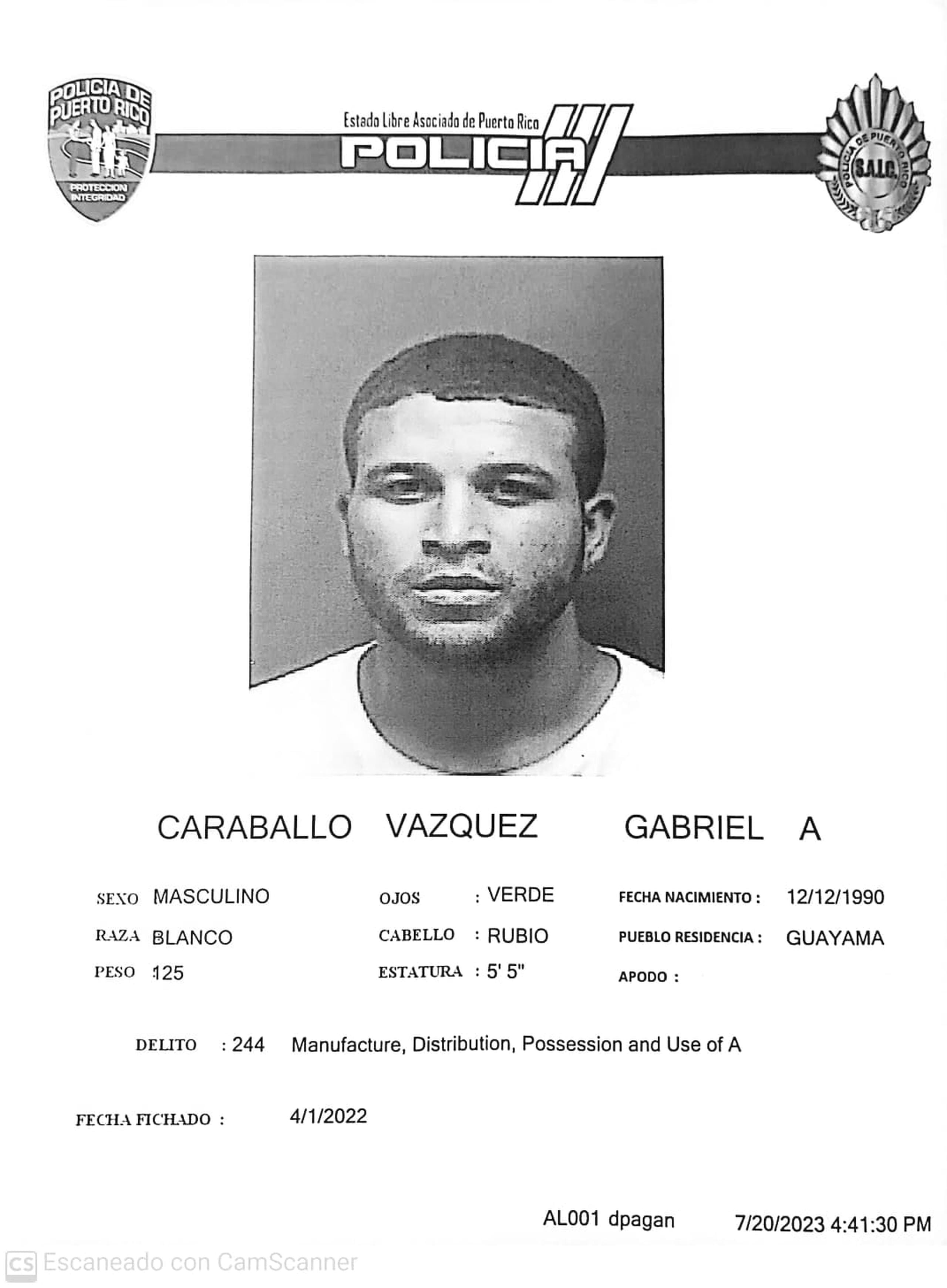 Gabriel A. Caraballo Vázquez era buscado en el estado de Pensilvania por asesinato.