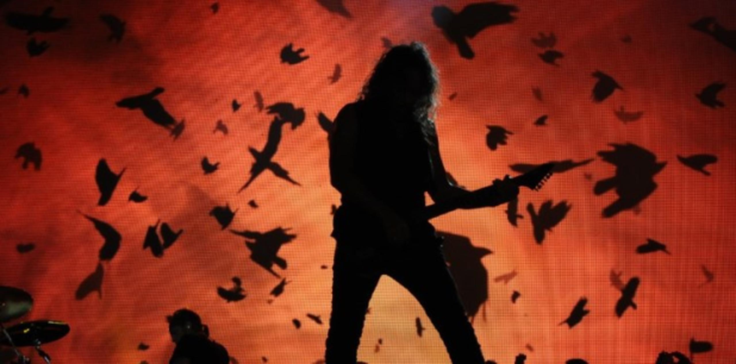 Kirk Hammett, de Metallica, durante la participación de la banda en una de las jornadas de Rock in Rio, que culmina hoy. (AFP)