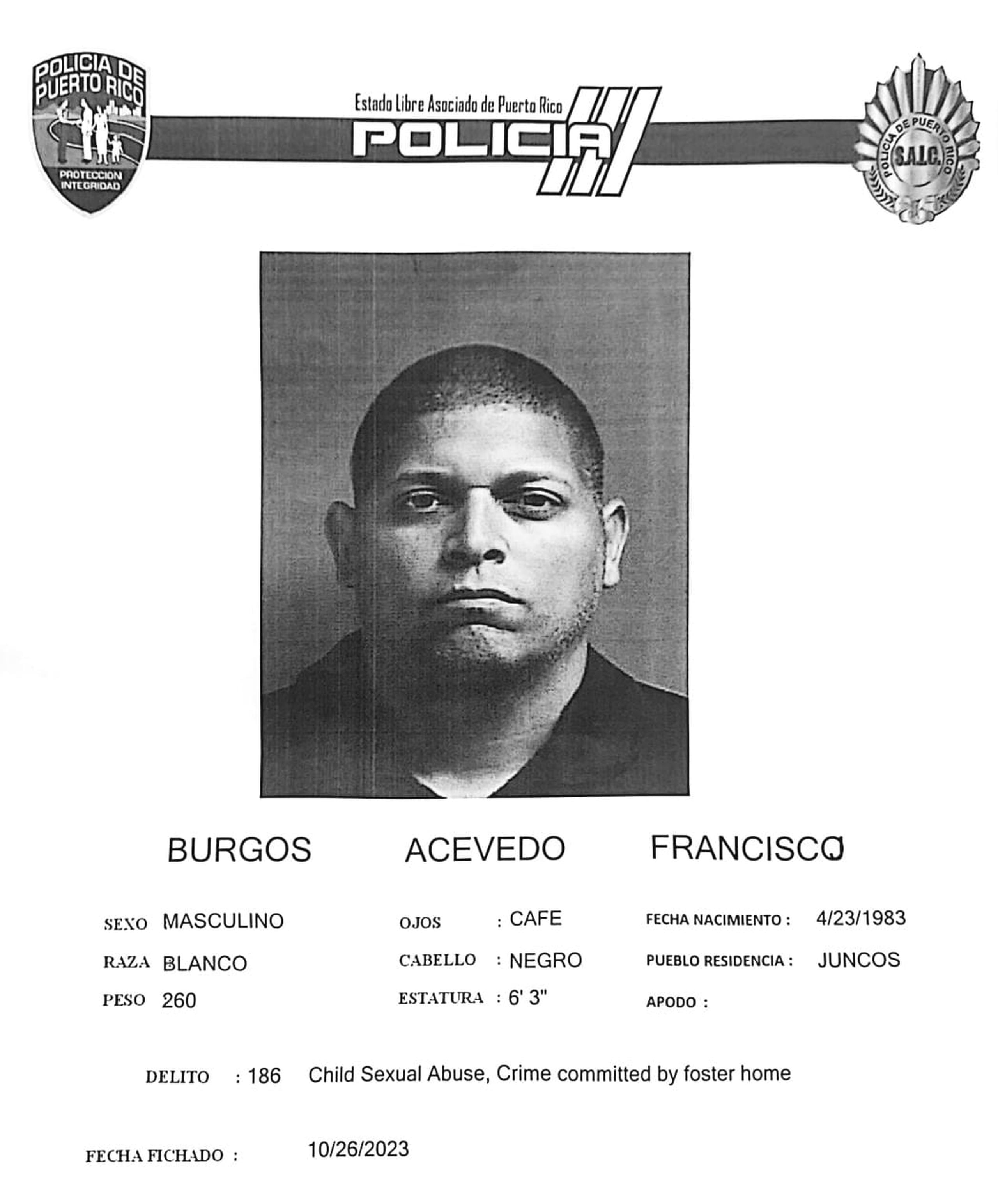 Francisco Burgos Acevedo enfrenta cargos por maltrato de menores.