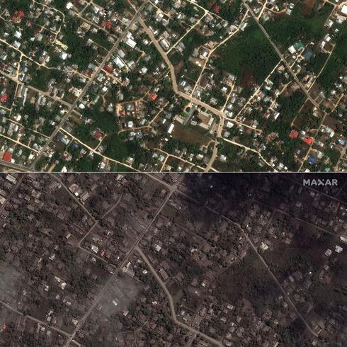 Fotos aéreas de la devastación por erupción volcánica en Tonga