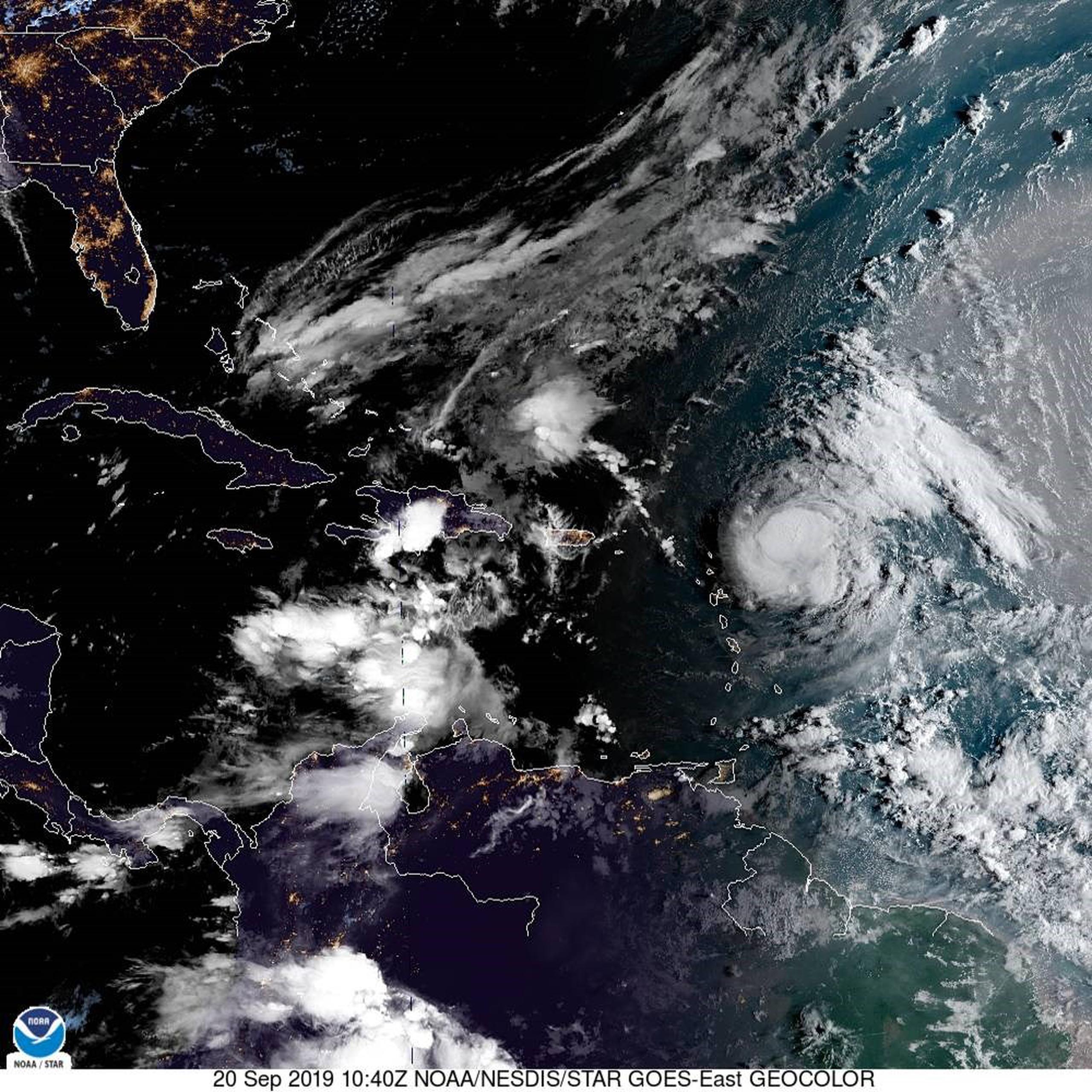 Imagen de satélite de Jerry. (Administración Nacional Oceánica y Atmosférica)
