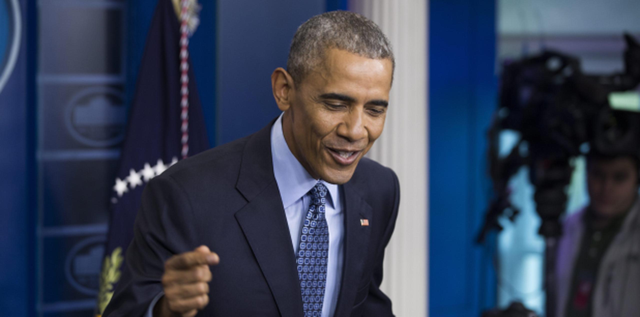 Barack Obama habla durante su última conferencia de prensa como presidente. (Prensa Asociada)
