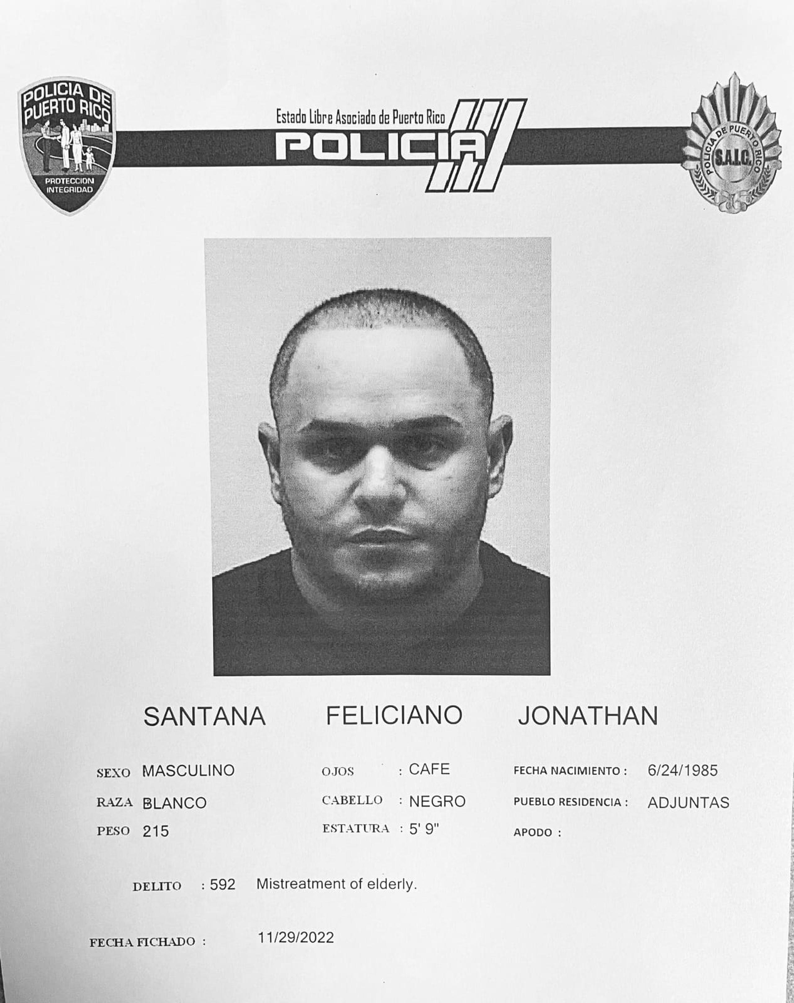 Jonathan Santana Feliciano enfrenta un cargo por maltrato a una persona de edad avanzada.