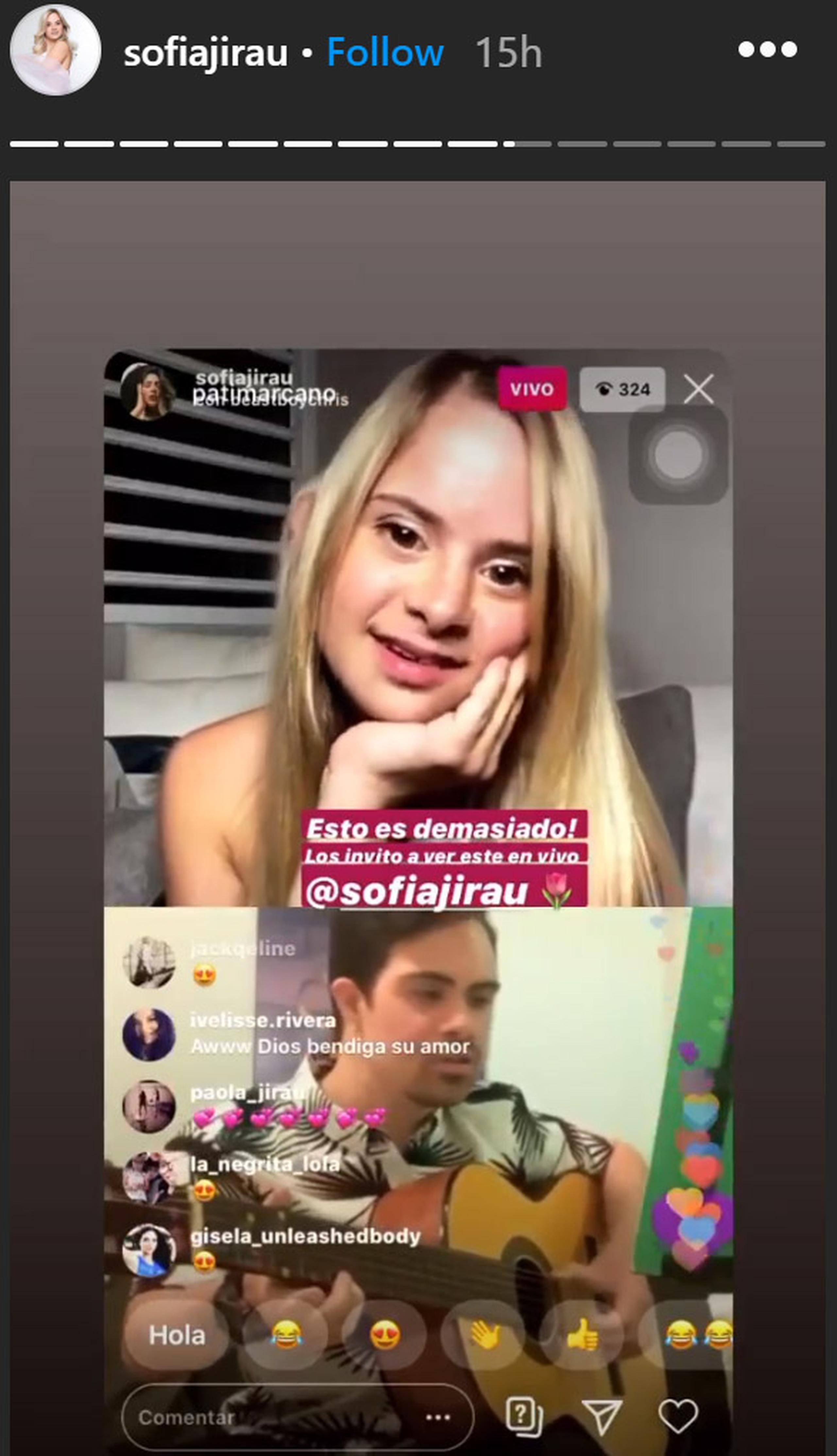 Sofía Jirau y Christopher González en la transmisión en vivo por Instagram.