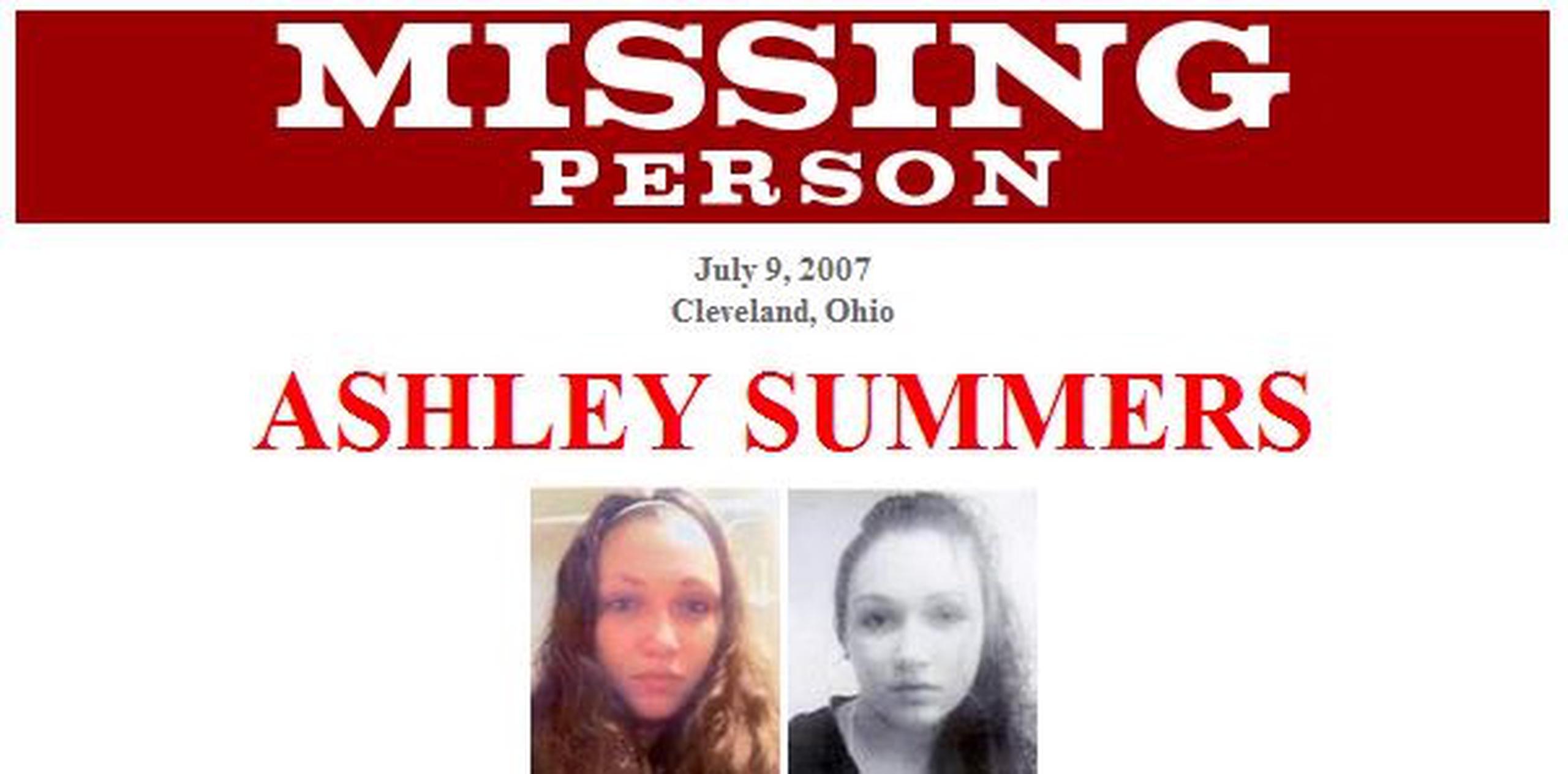 Summers desapareció en 2007, cuando tenía 14 años, en la misma zona de Cleveland.(FBI.gov)