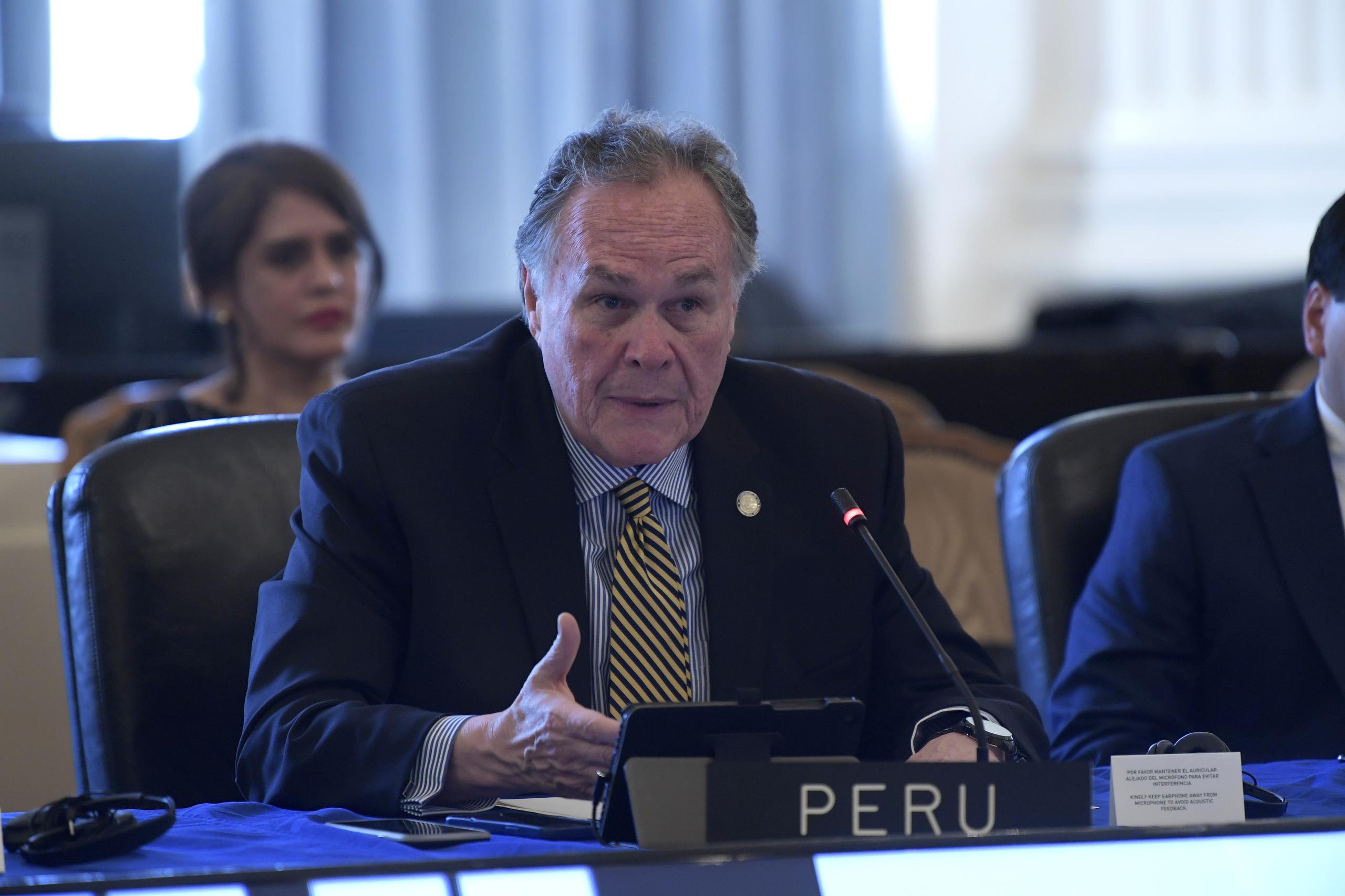 El exembajador de Perú ante la Organización de los Estados Americanos (OEA) Harold Forsyth. EFE/Lenin Nolly
