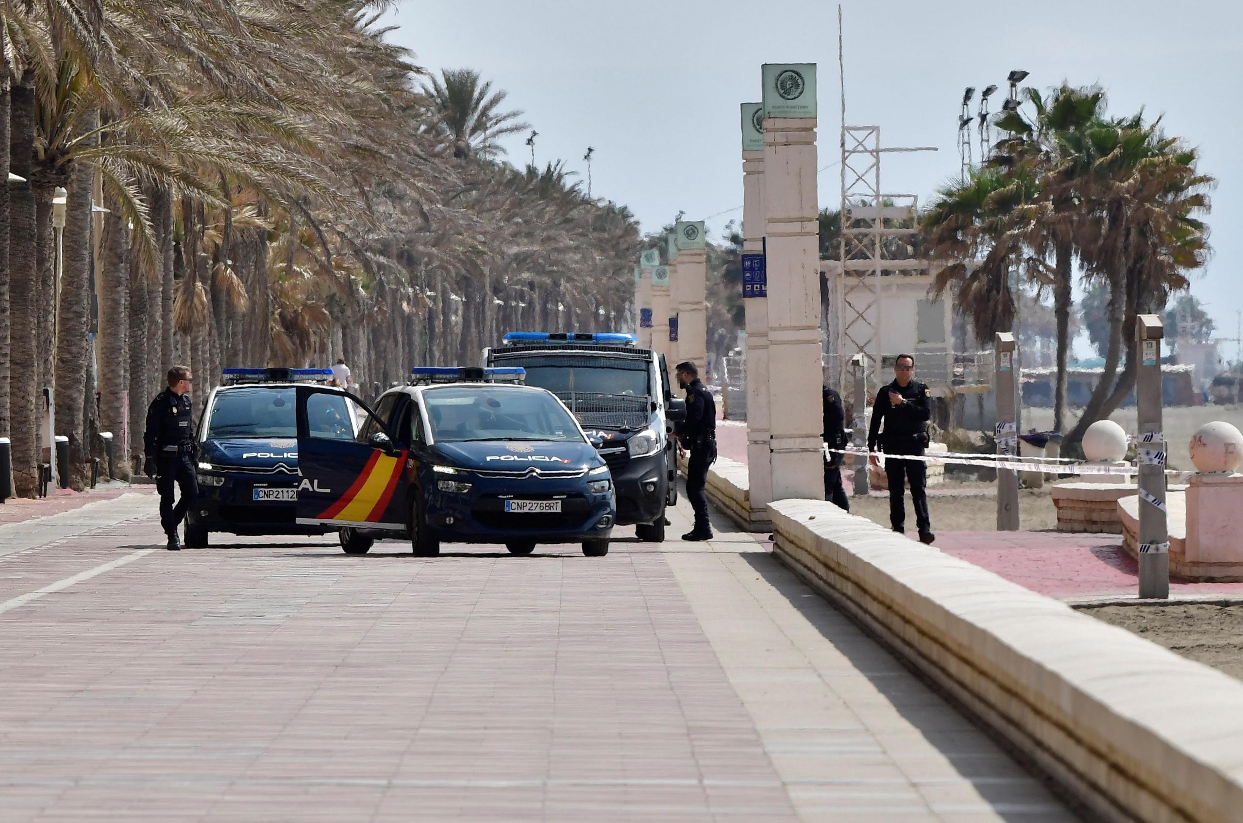 Miembros del Cuerpo Nacional de la Policía, durante un control en Almería.