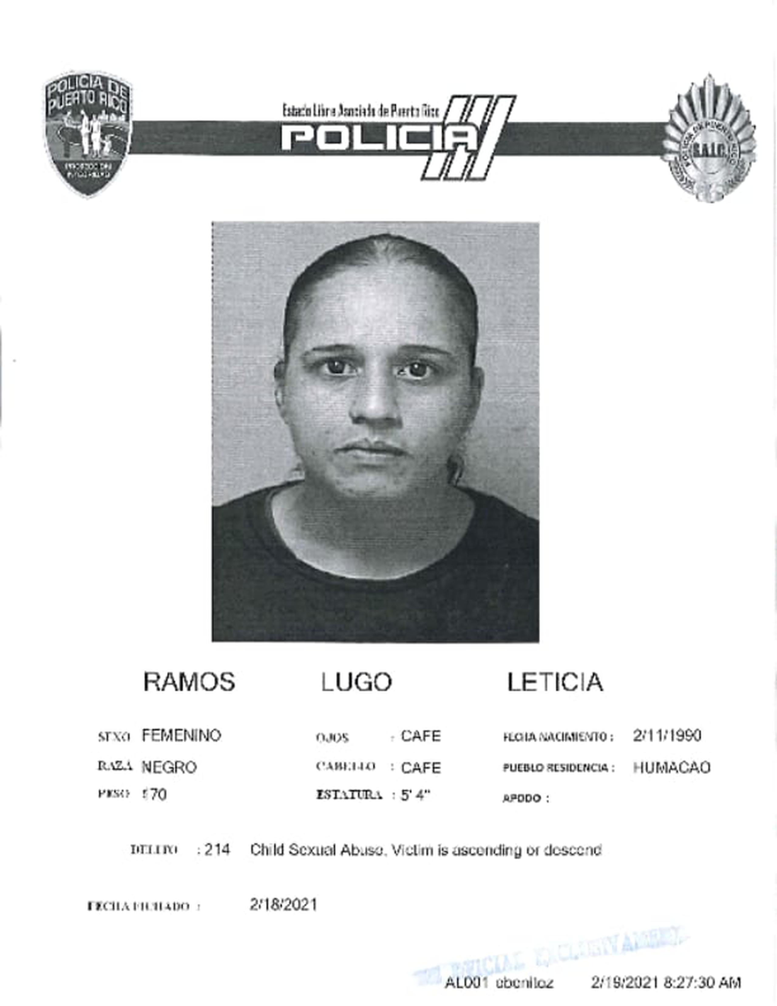 La jueza Enid Rivera, del Tribunal de Humacao, determinó causa para arresto contra Leticia Ramos Lugo por el delito de maltrato de menores y le fijó una fianza de $50,000, la cual no prestó, por lo que fue encarcelada.