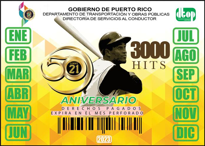 El marbete de la controversia por el cargo de $5 adicionales, conmemora la figura de Roberto Clemente y el aniversario de la gesta de conserguir 3,000 hits en las Grandes Ligas.