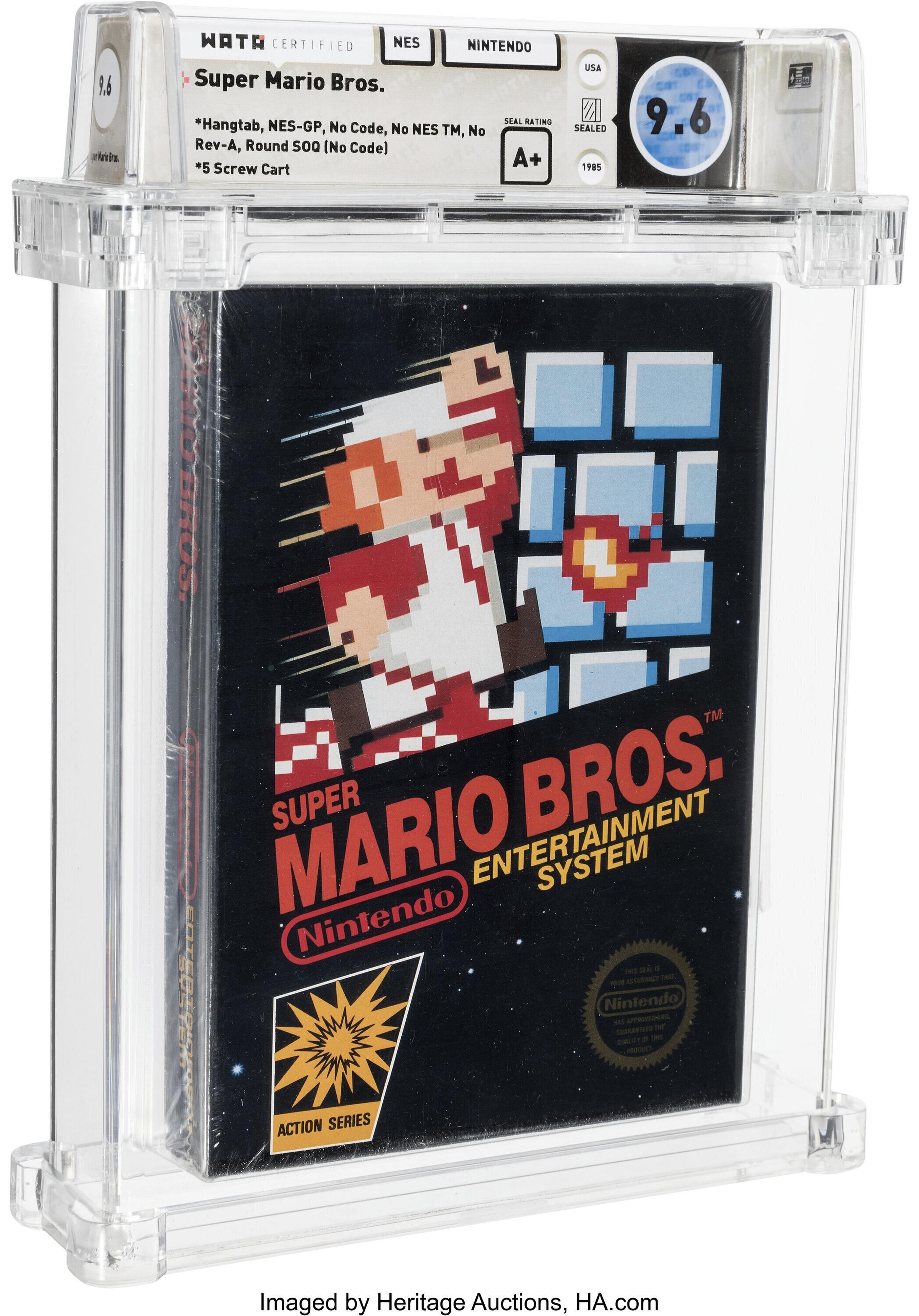 Cartucho sin abrir del juego Super Mario Bros., de Nintento, adquirido en 1986.