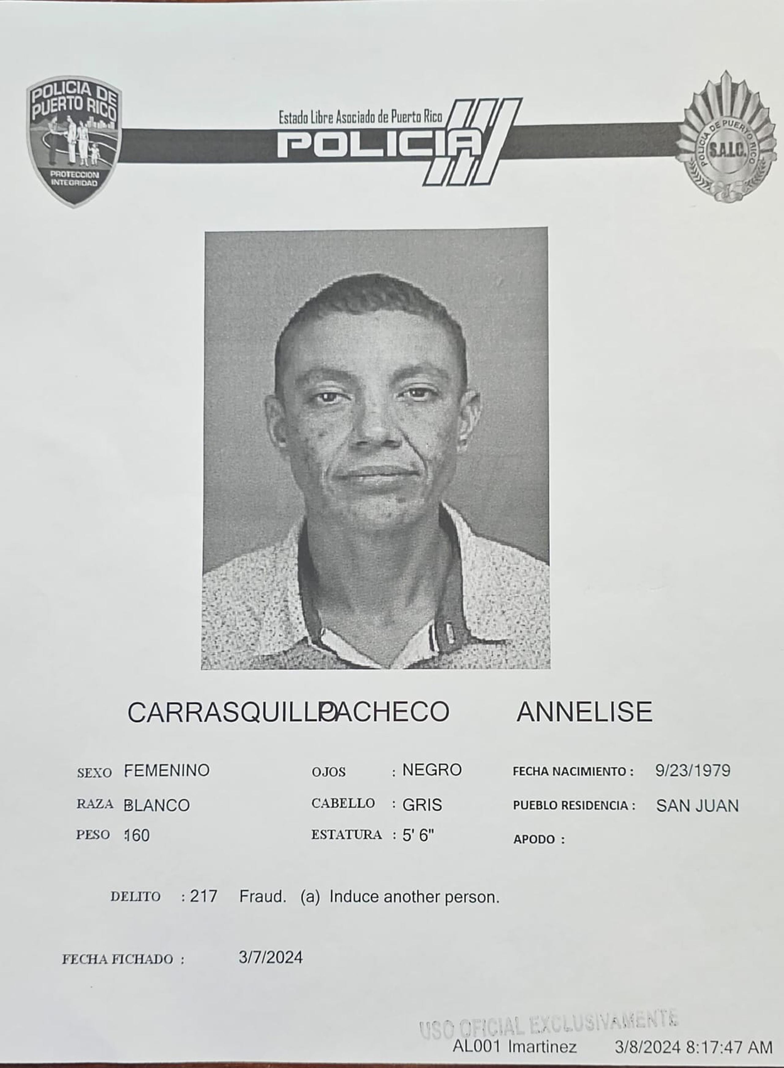 Annelise Carrasquillo Pacheco enfrenta cargos por fraude al PUA.