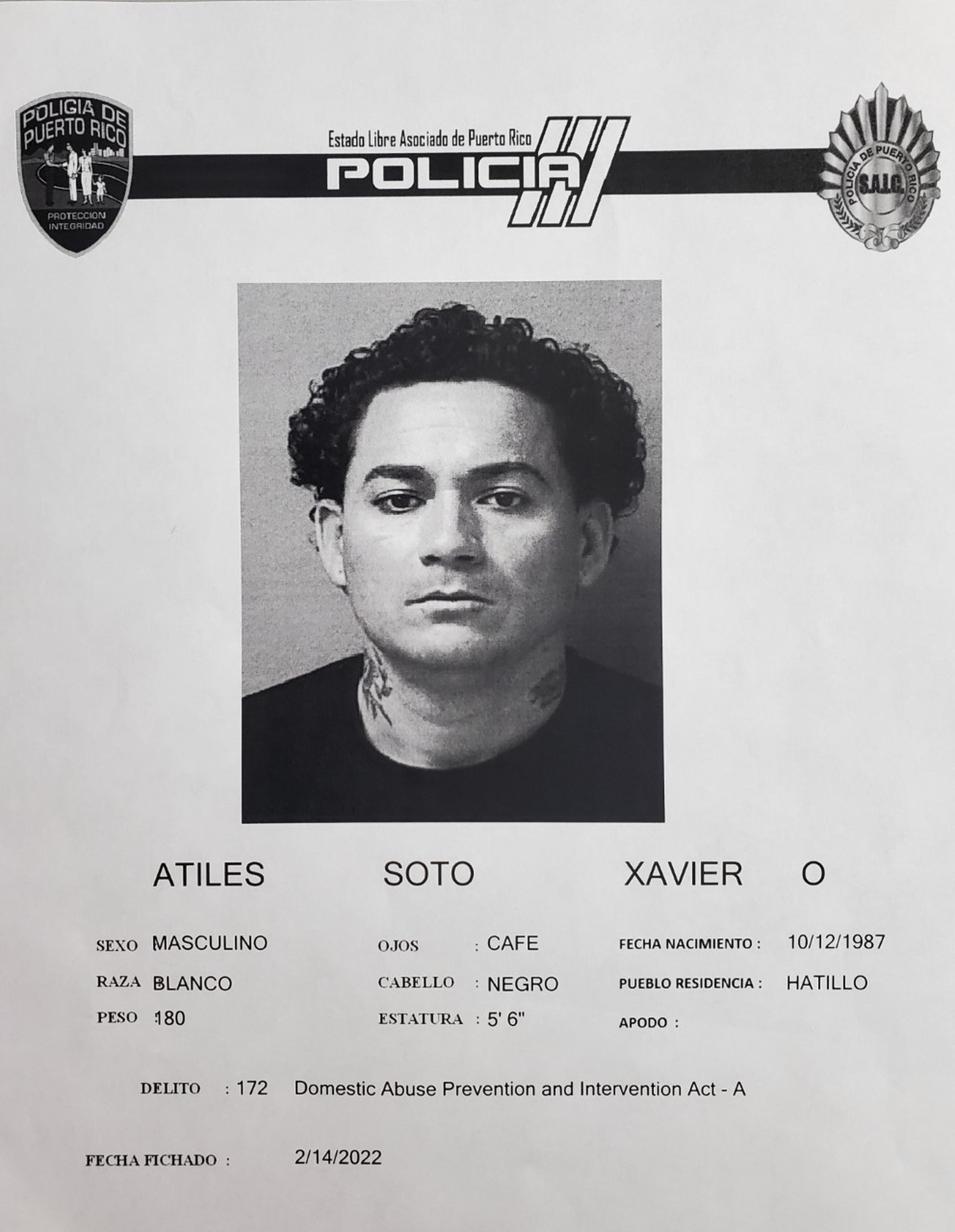 Xavier O. Atiles Soto fue ingresado en prisión al no prestar una fianza de $20,000.00.