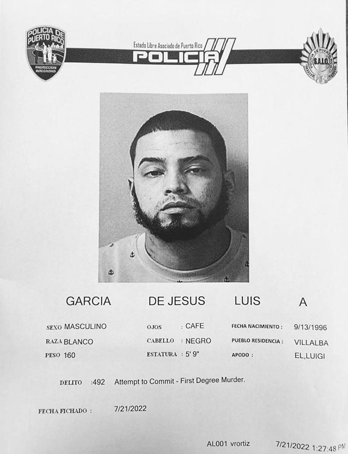Luis A. García De Jesús fue encarcelado al no prestar la fianza de $975,000.00 por cargos de tentativa de asesinato contra una mujer y su bebé, entre otros delitos.