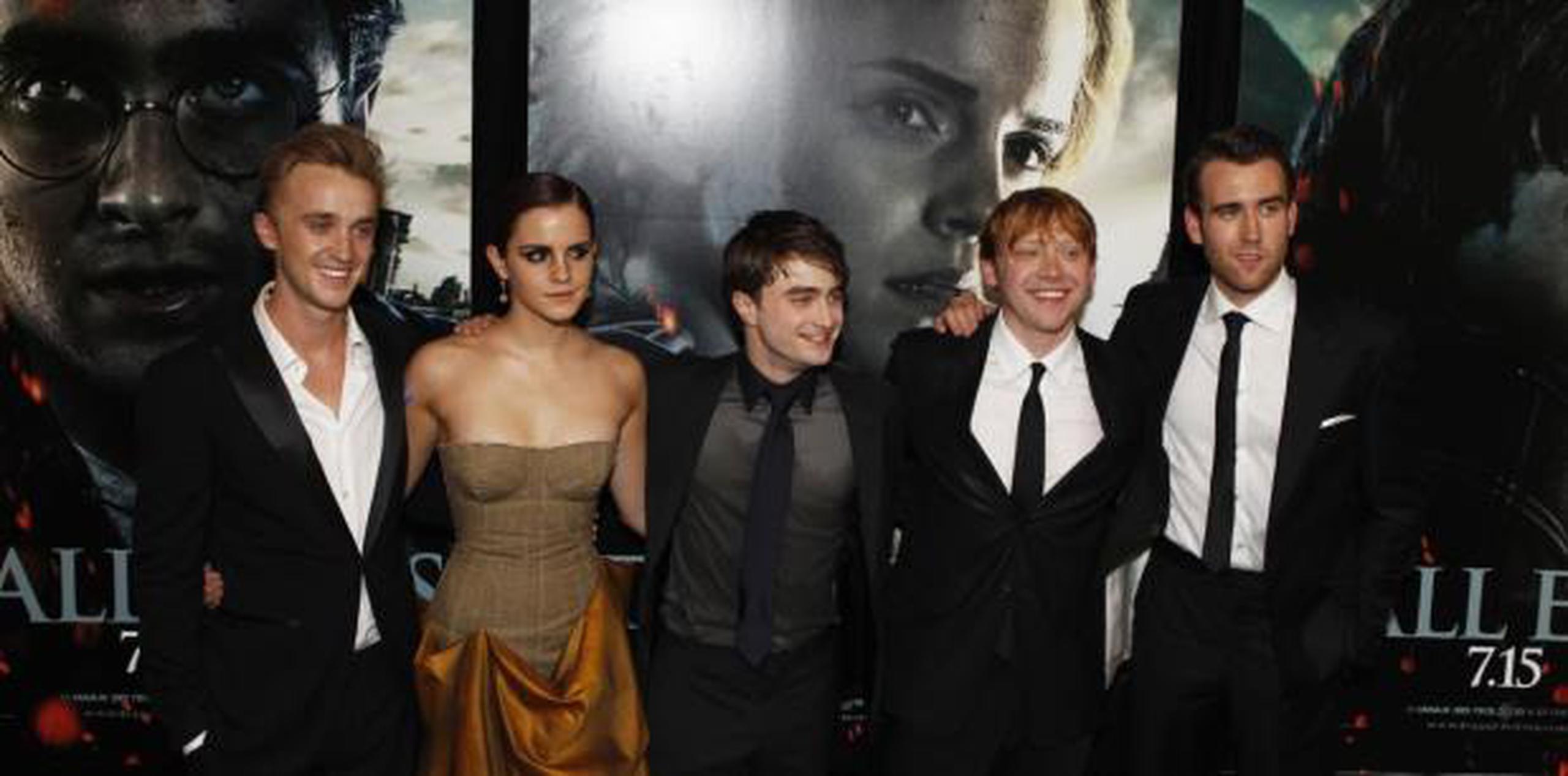 Tom Felton, Emma Watson, Daniel Radcliffe, Rupert Grint y Matthew Lewis. (GDA)