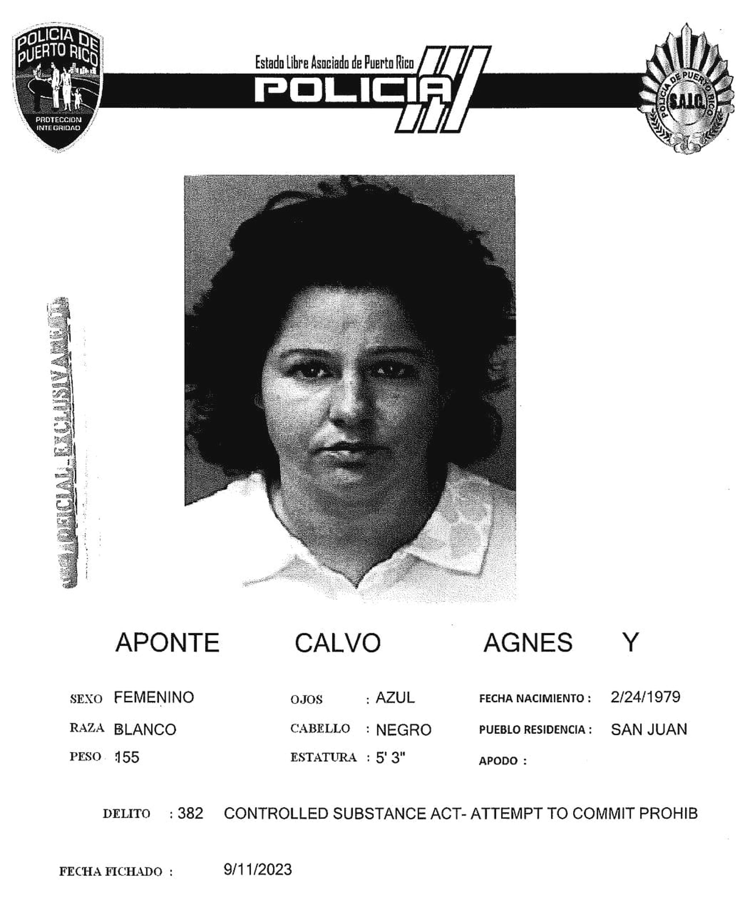 Agnes Y. Aponte Calvo enfrenta cargos por falsificación de recentas para obtener un medicamento controlado.