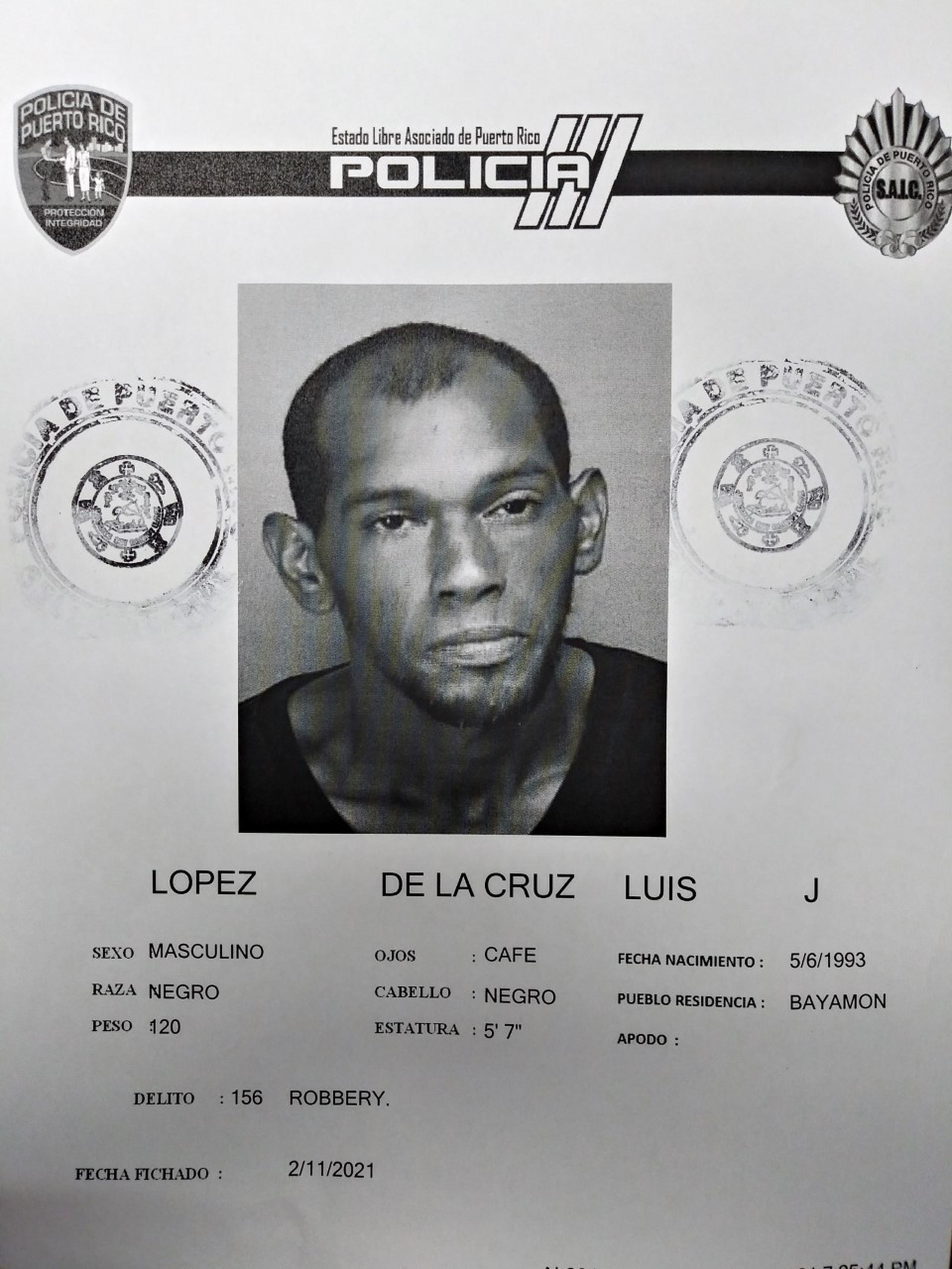 Ficha policíaca de Luis J. López De La Cruz.