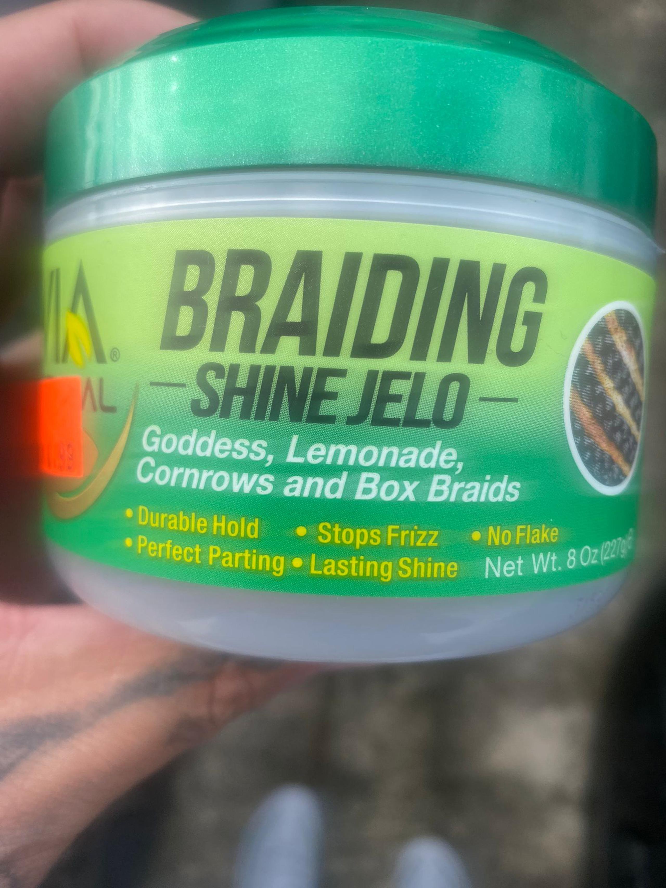 Aquí el producto que usó la peleadora boricua Amanda Serrano. Se llama 'Braiding Shine Jelo' y en la parte de advertencias dice claramente que se debe evitar el contacto con los ojos.