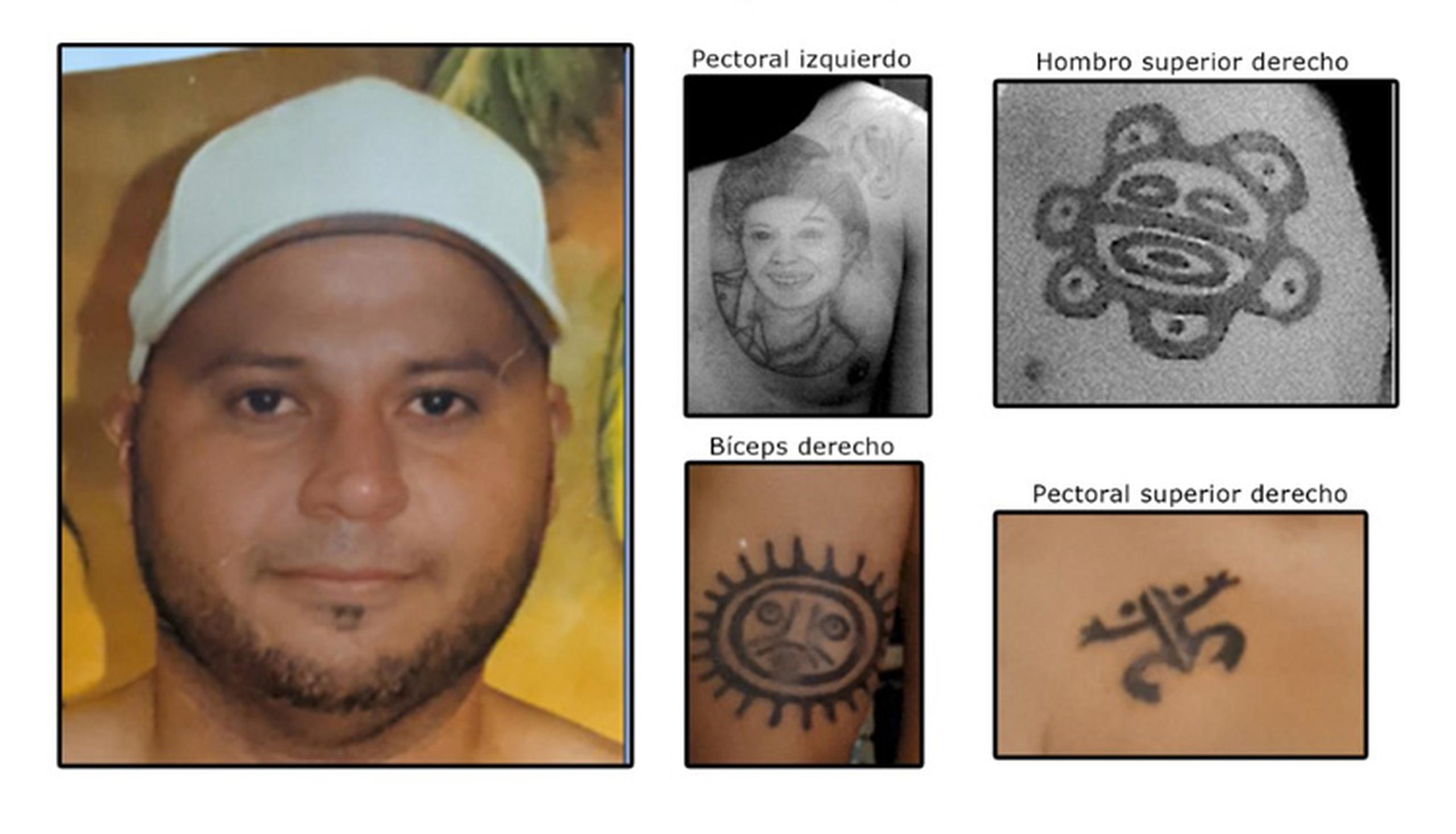Manuel H. Rodríguez Cruz tiene tatuajes distintivos en diferentes partes de su cuerpo.