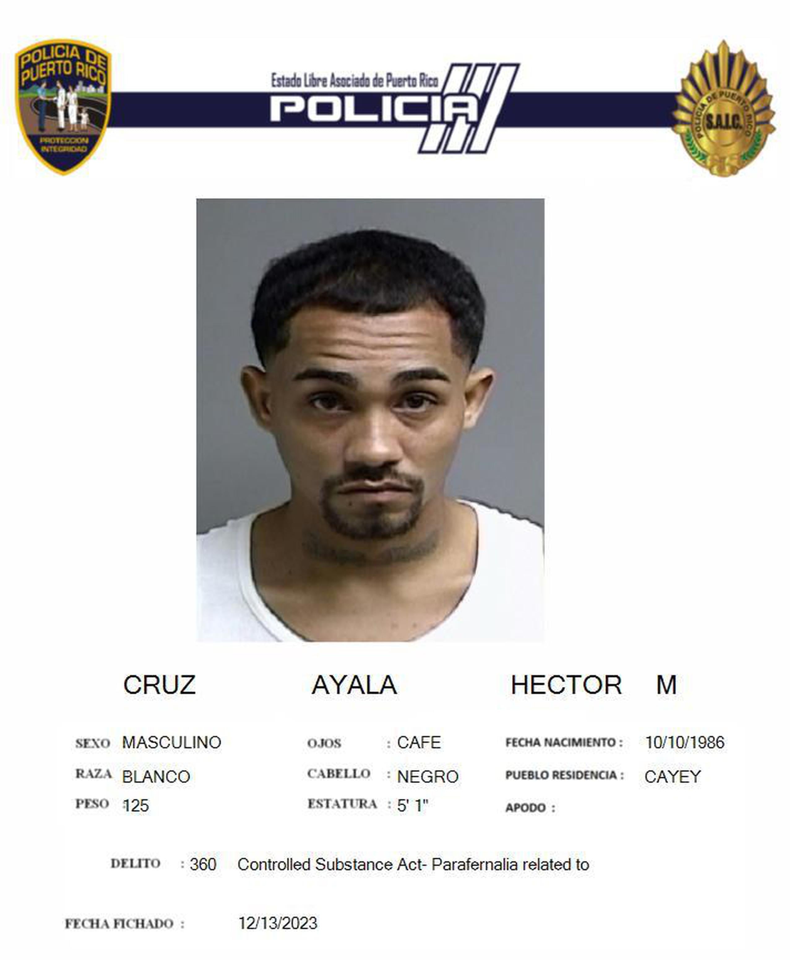Héctor L. Cruz Ayala es buscado por tentativa de asesinato y violación a la Ley de Armas.