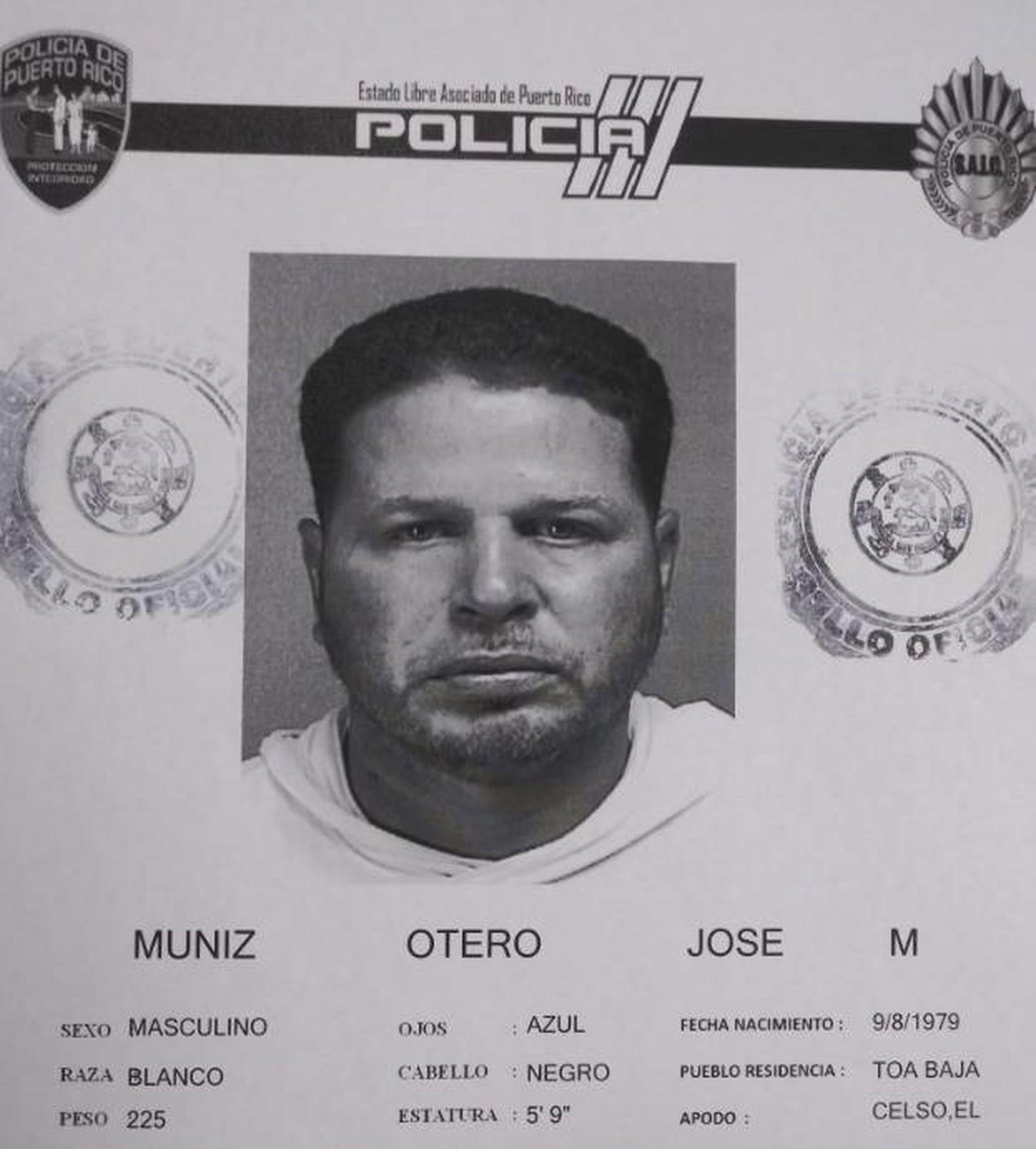 Ficha policiaca de José M. Muñiz Otero, apodado El Celso y de 40 años.