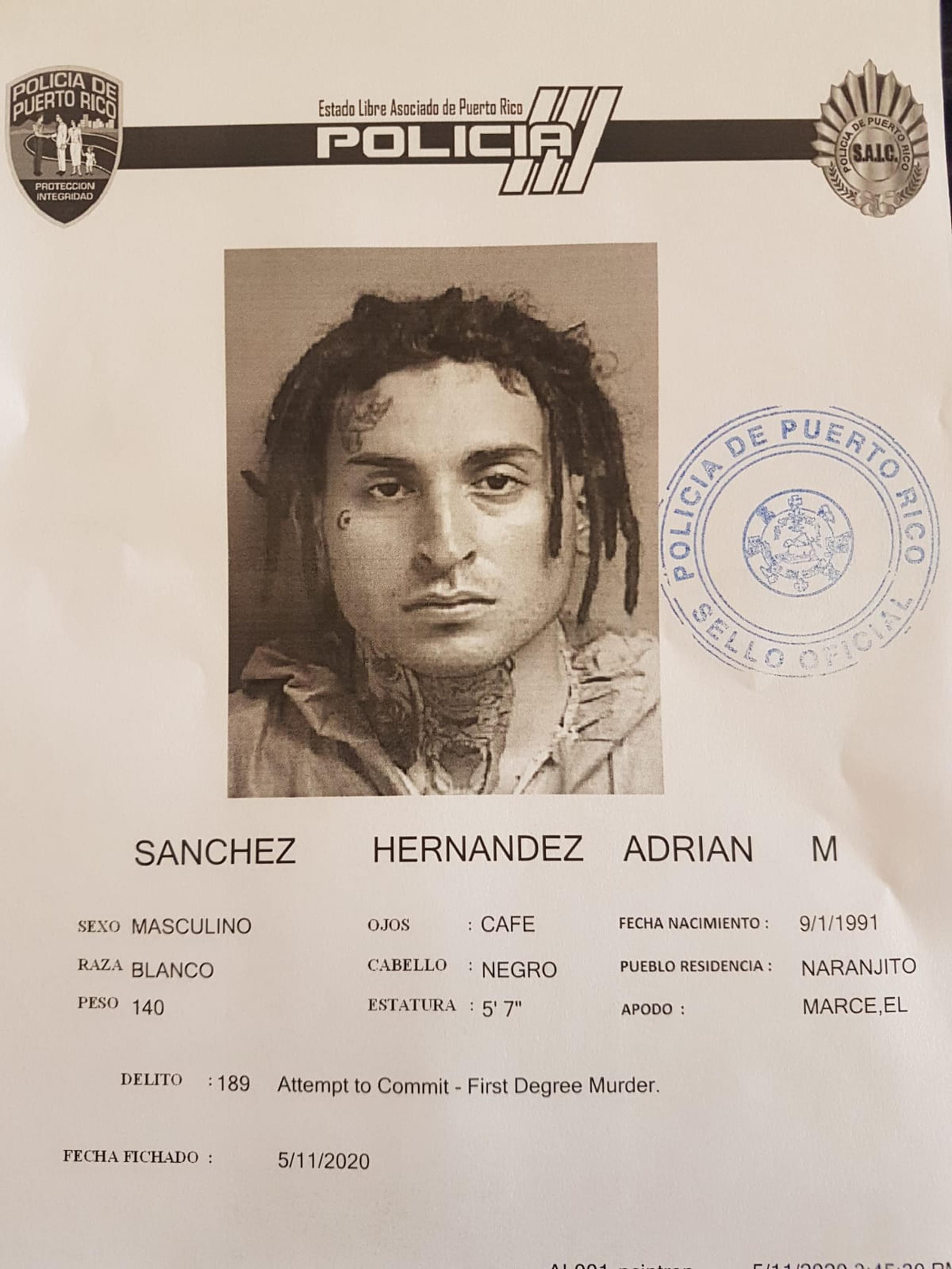 Cargos criminales por asesinato en primer grado y violación a la Ley de Armas fueron radicados contra Adrián M. Sánchez Hernández, alias Marce, por el crimen a balazos de Renee Lenel Jack, de 19 años, en Gurabo.