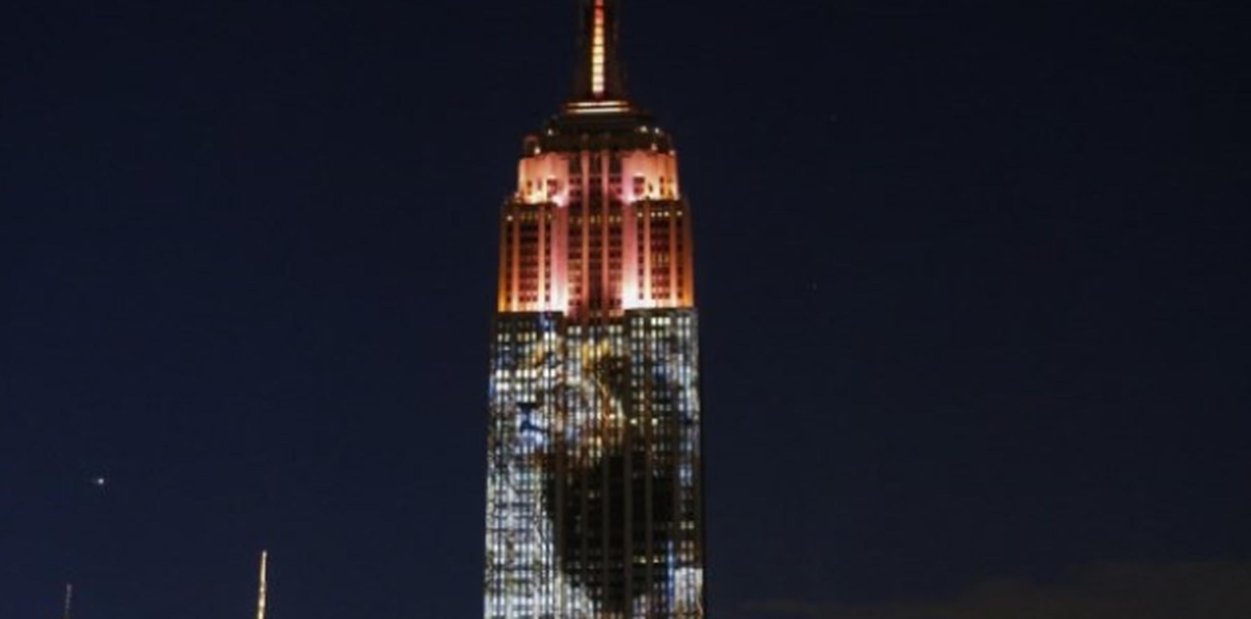 La imagen de Cecil, el famoso león asesinado hace unas semanas por un dentista, fue exhibida anoche en el Empire State Building, en Nueva York.