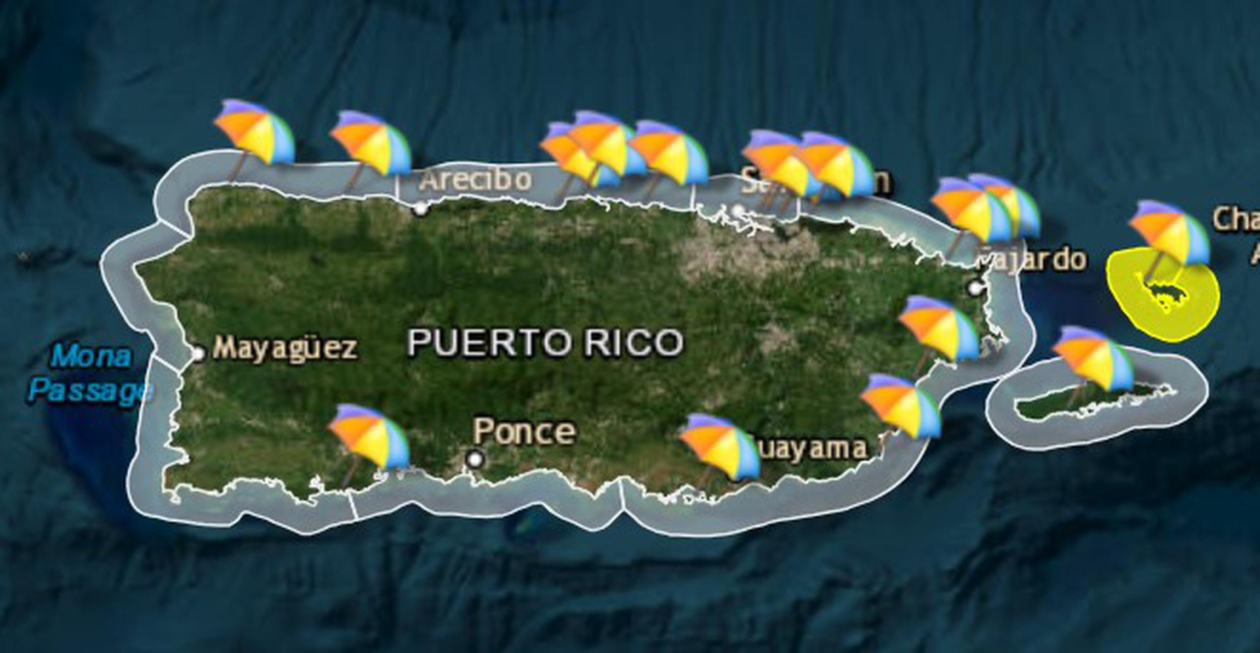 Así luce el mapa interactivo del Servicio Nacional de Meteorología.