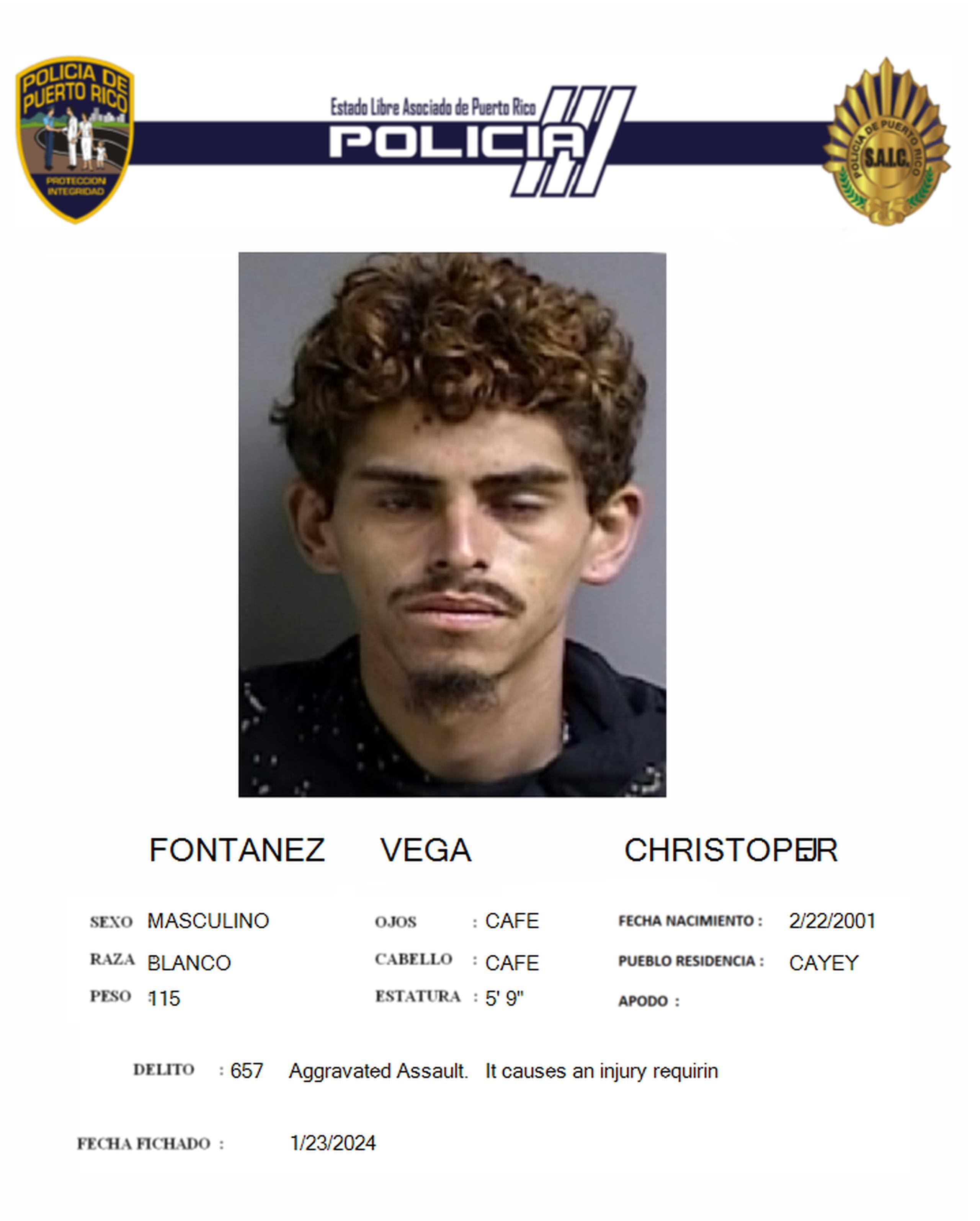 Contra Christopher Fontánez Vega pesaba una orden de arresto por presuntamente agredir en la cabeza a su madre utilizando un palo de madera.