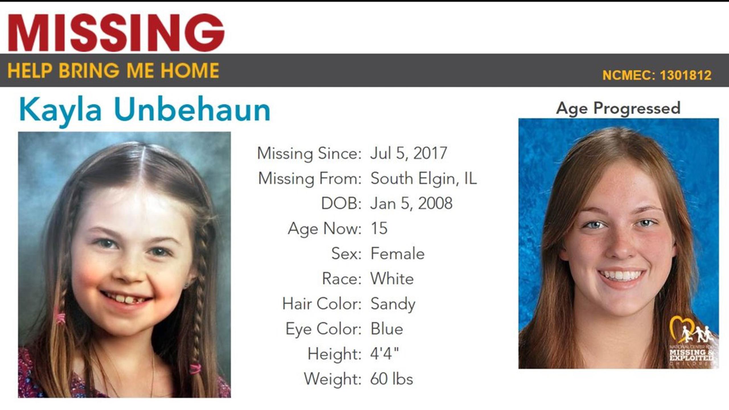 Kayla Unbehaun tenía nueve años cuando fue secuestrada en el 2017.