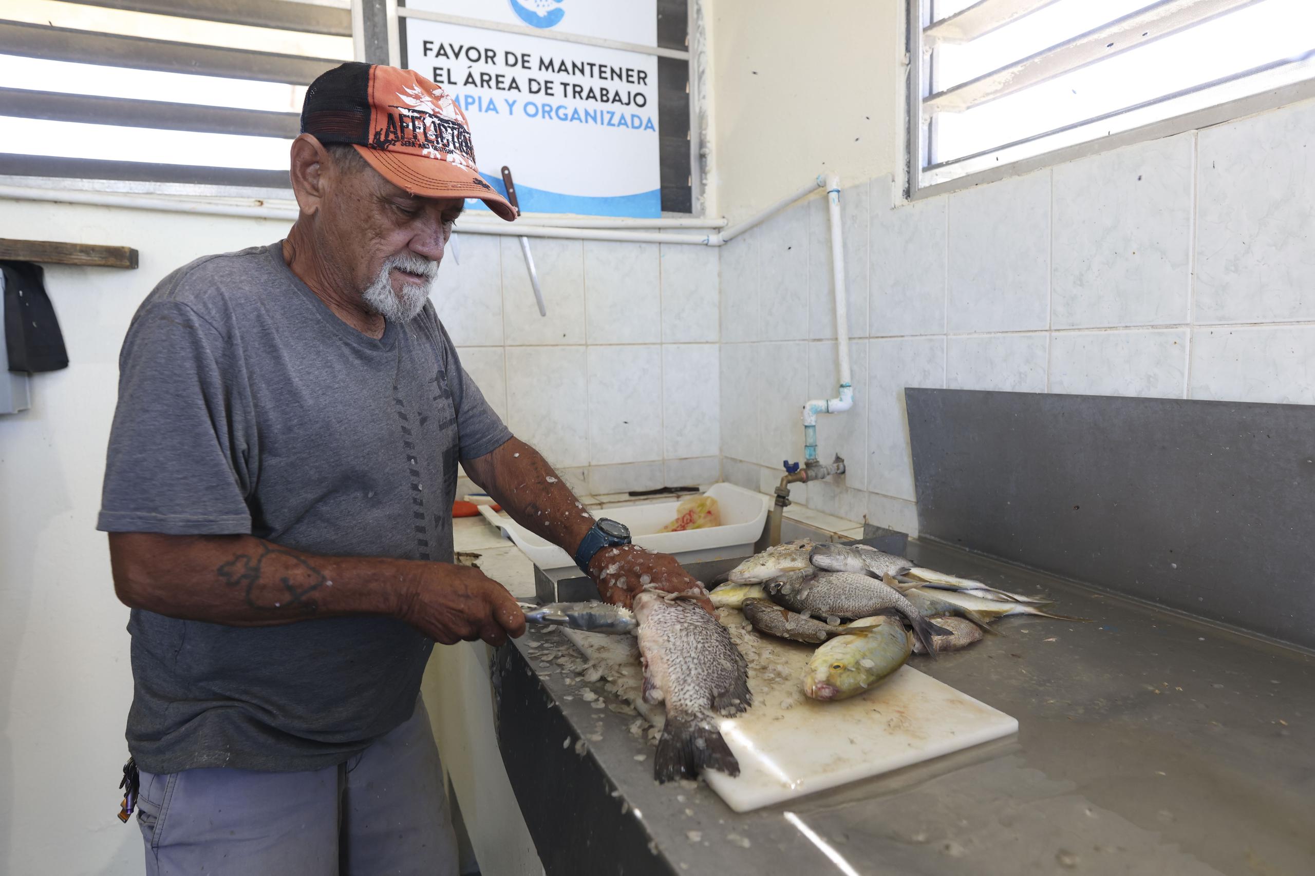 Santos Camacho, de 74 años, sacaba las escamas de varias especies cuando un equipo instalaba los paneles solares en la villa.