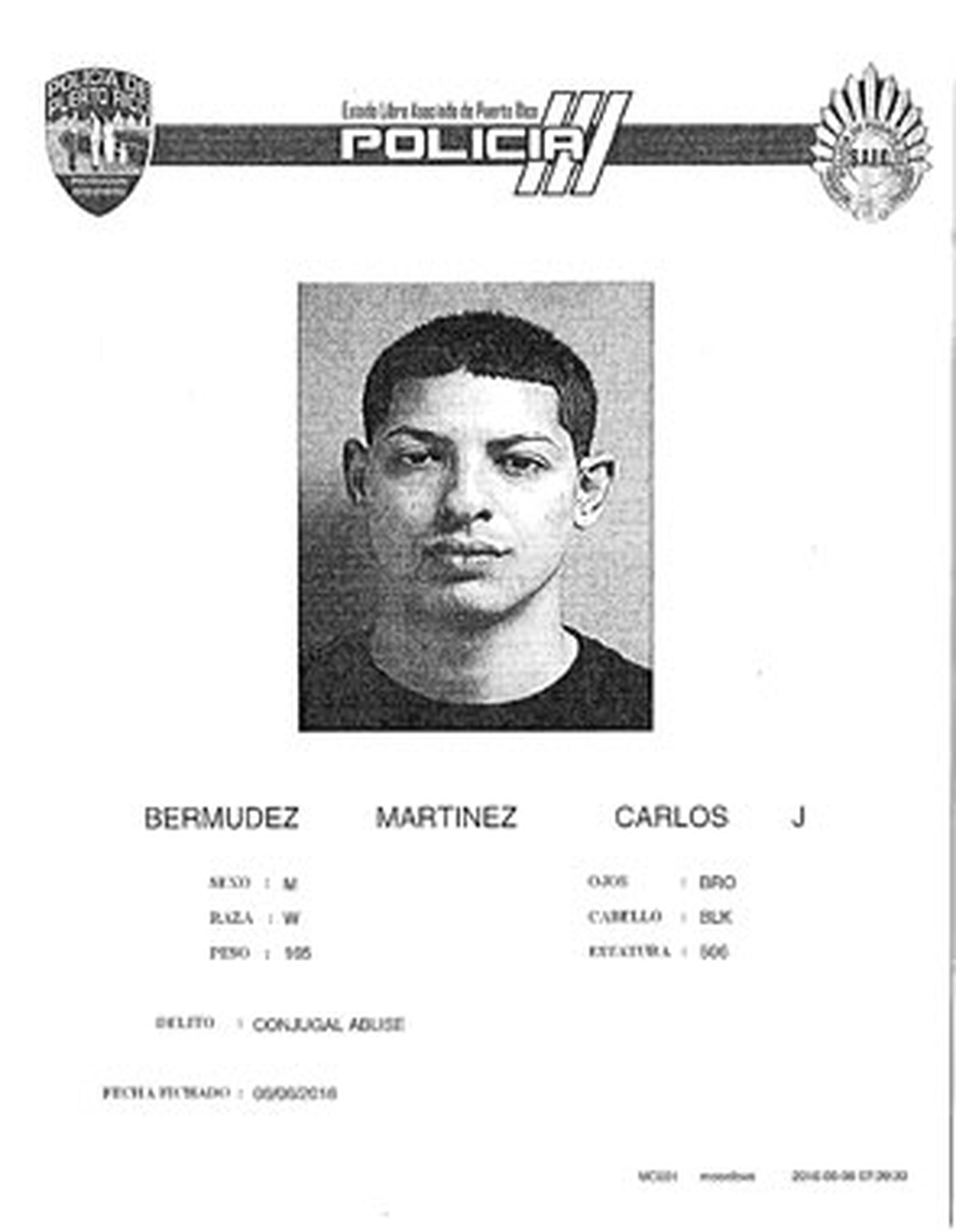Contra Carlos Javier Bermúdez Martínez, de 24 años, pesaba una orden de arresto con una fianza de $1 millón 100 mil expedida por el juez Luis B. Rivera, del Tribunal de Caguas. (Suministrada)