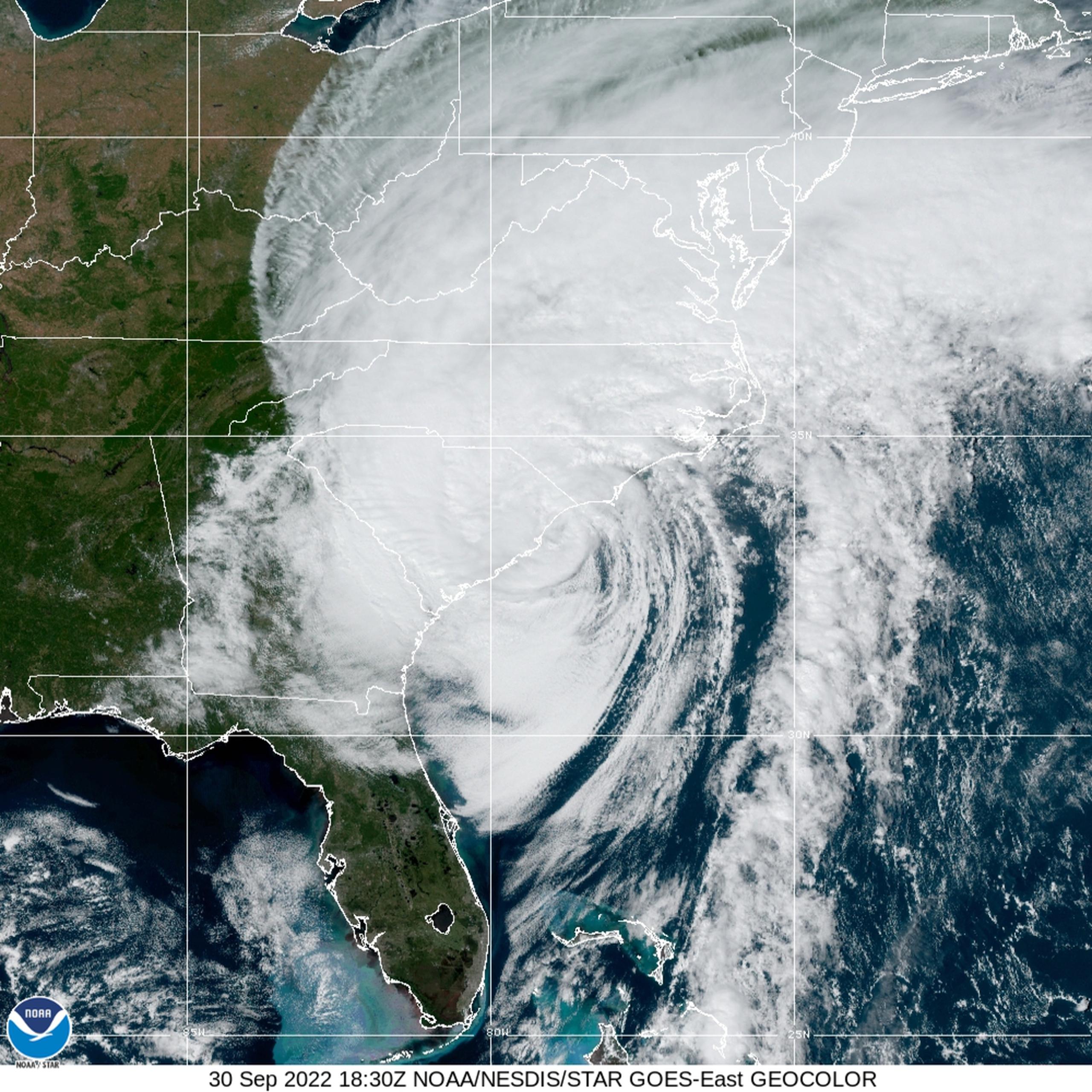 Imagen de satélite del huracán Ian el 30 de septiembre de 2022.
