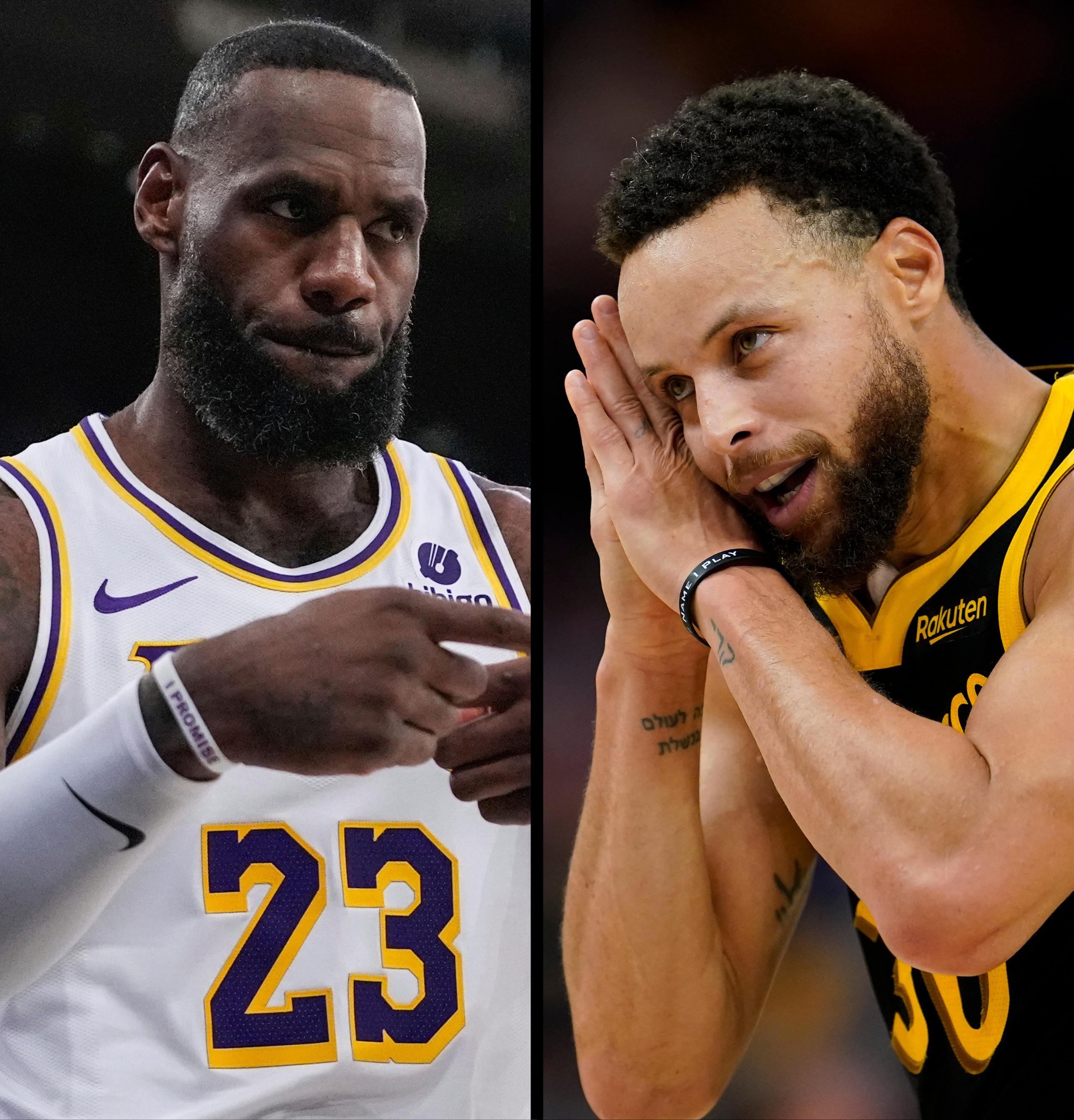 LeBron James, de los Lakers de Los Ángeles, y Stephen Curry, de los Warriors de Golden State.