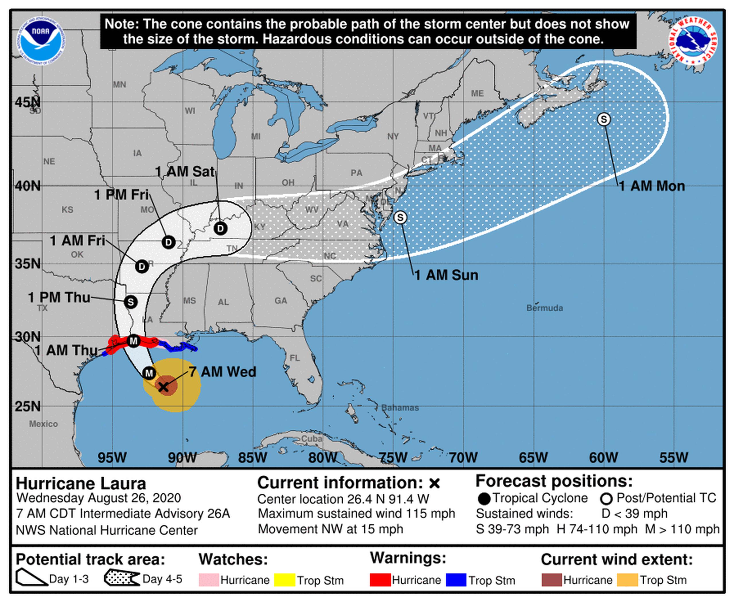 Pronóstico del huracán Laura.