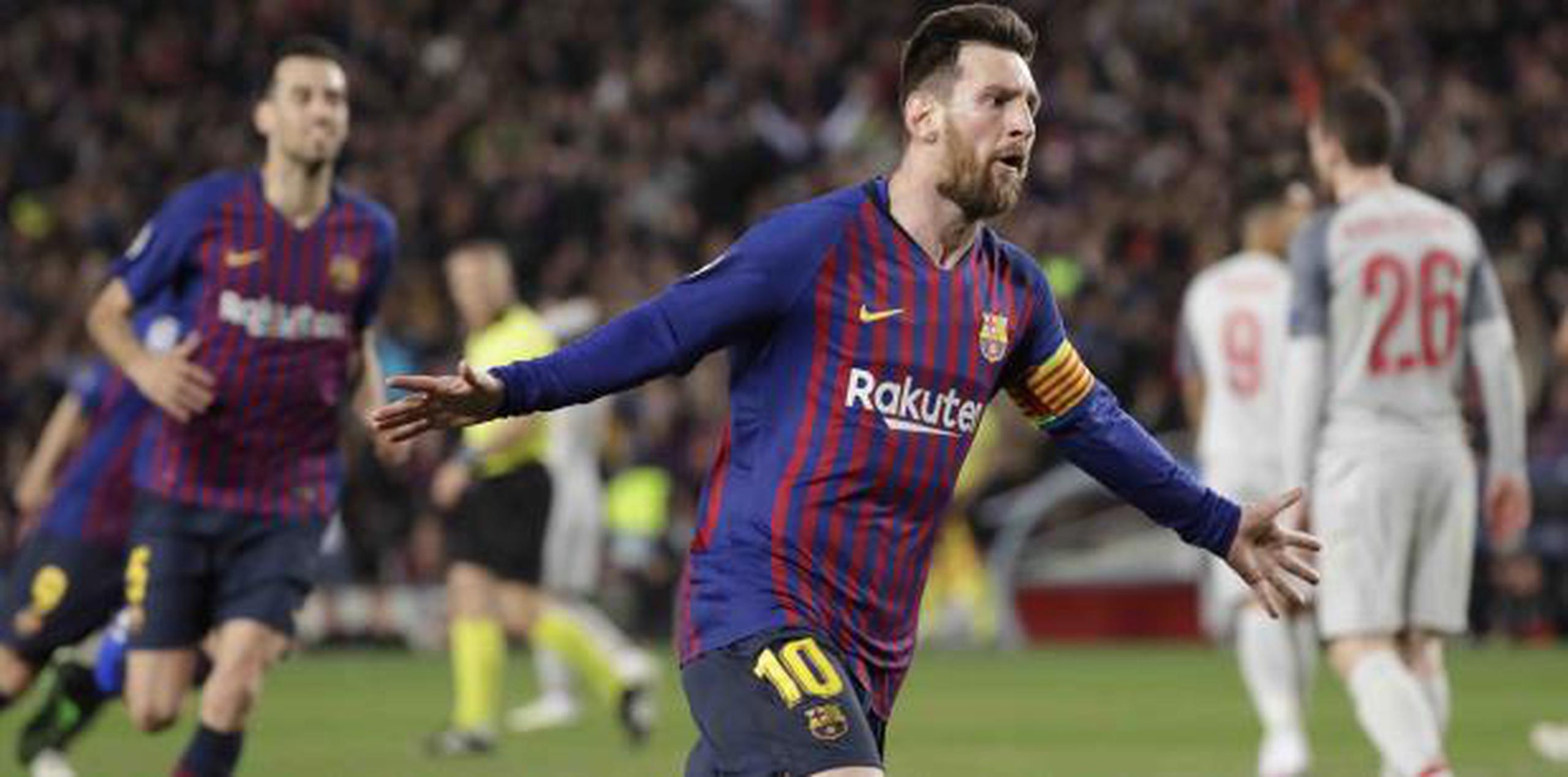Lionel Messi marcó ayer el gol 600 de su carrera con el club Barcelona. El equipo está en buena posición para avanzar a la final de la Champions. (AP / Emilio Morenatti)