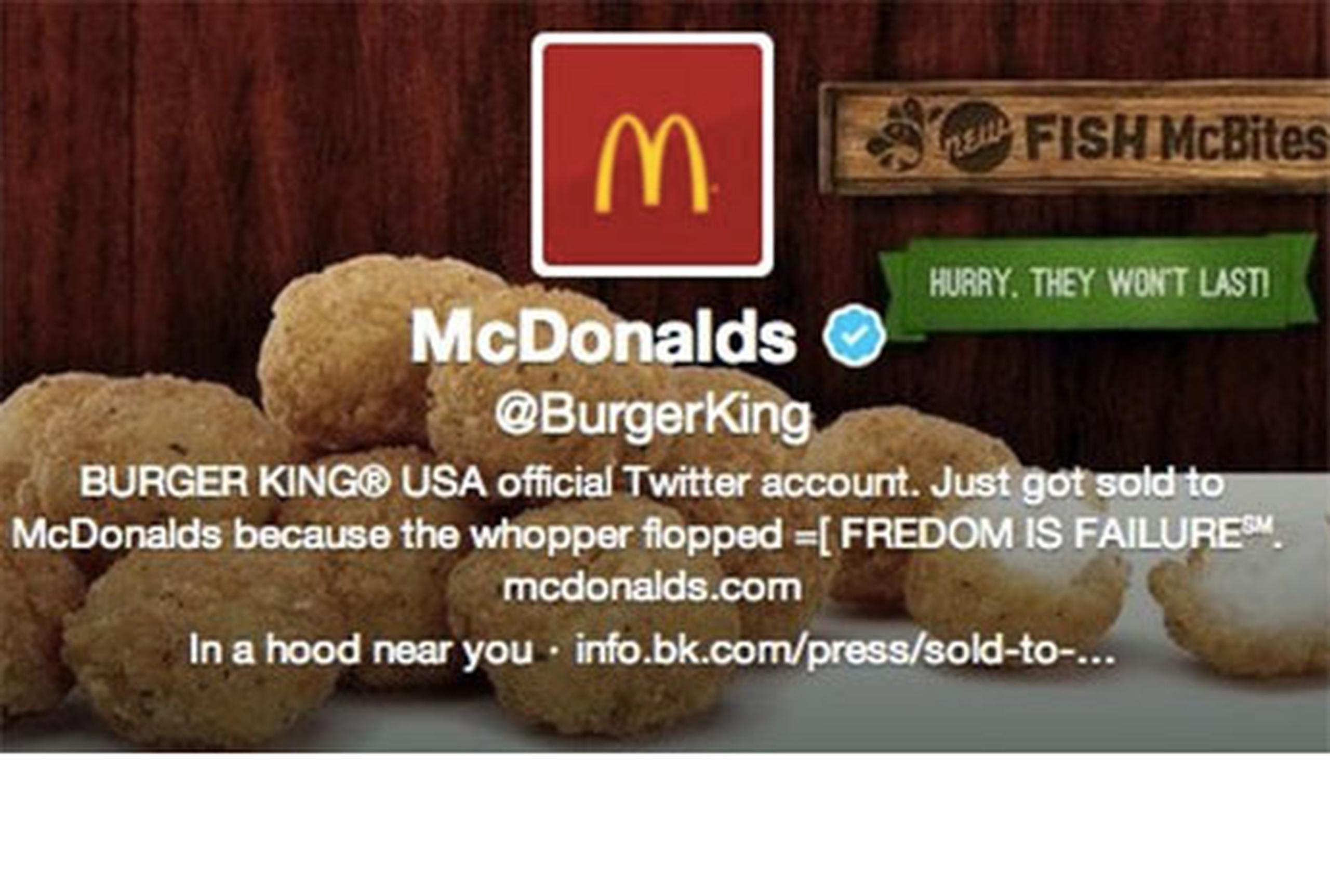 La imagen en Twitter de esta compañía de comida rápida cambió al logotipo de McDonald's.