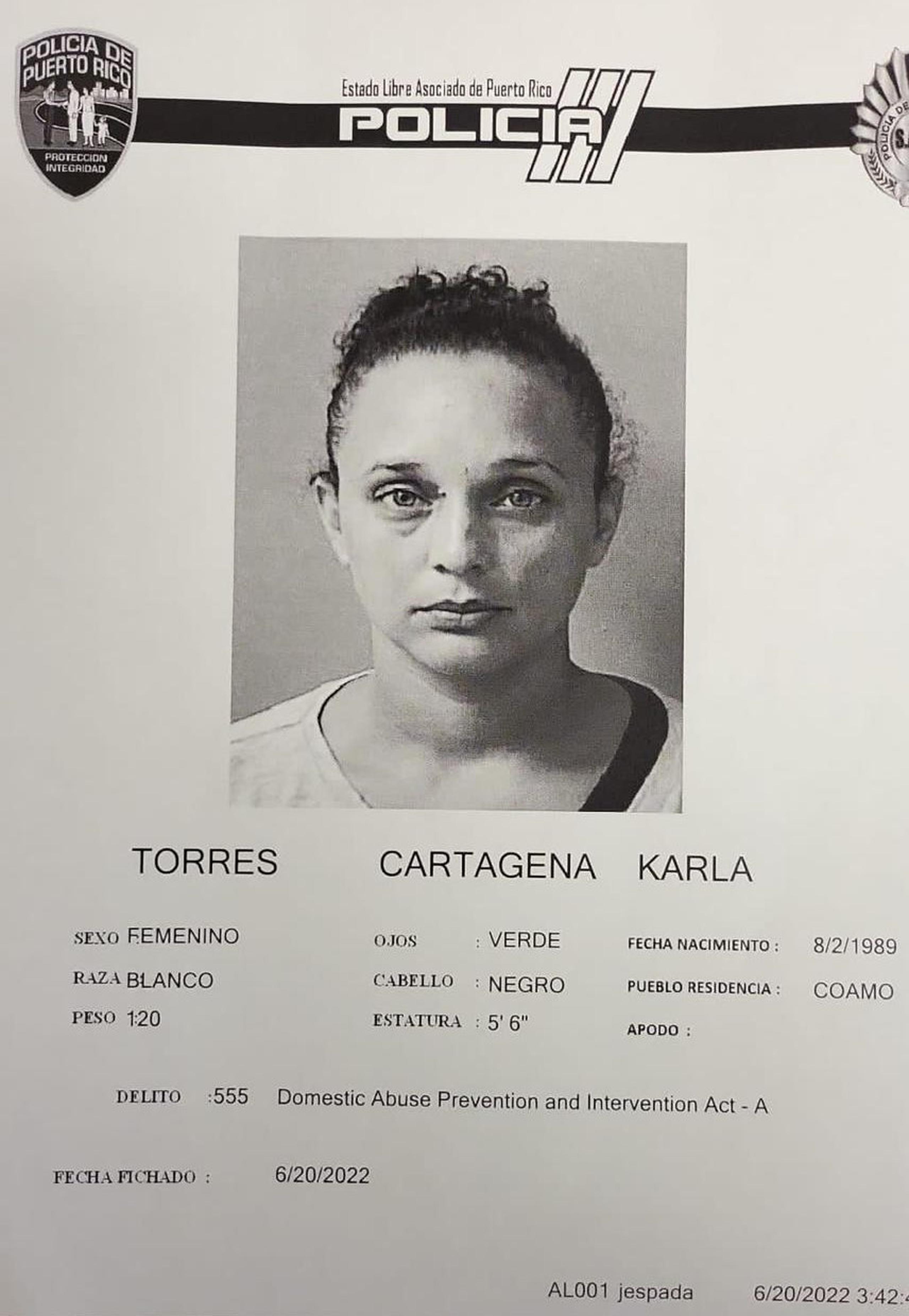 Karla Torres Cartagena enfrenta cargos por violencia doméstica.