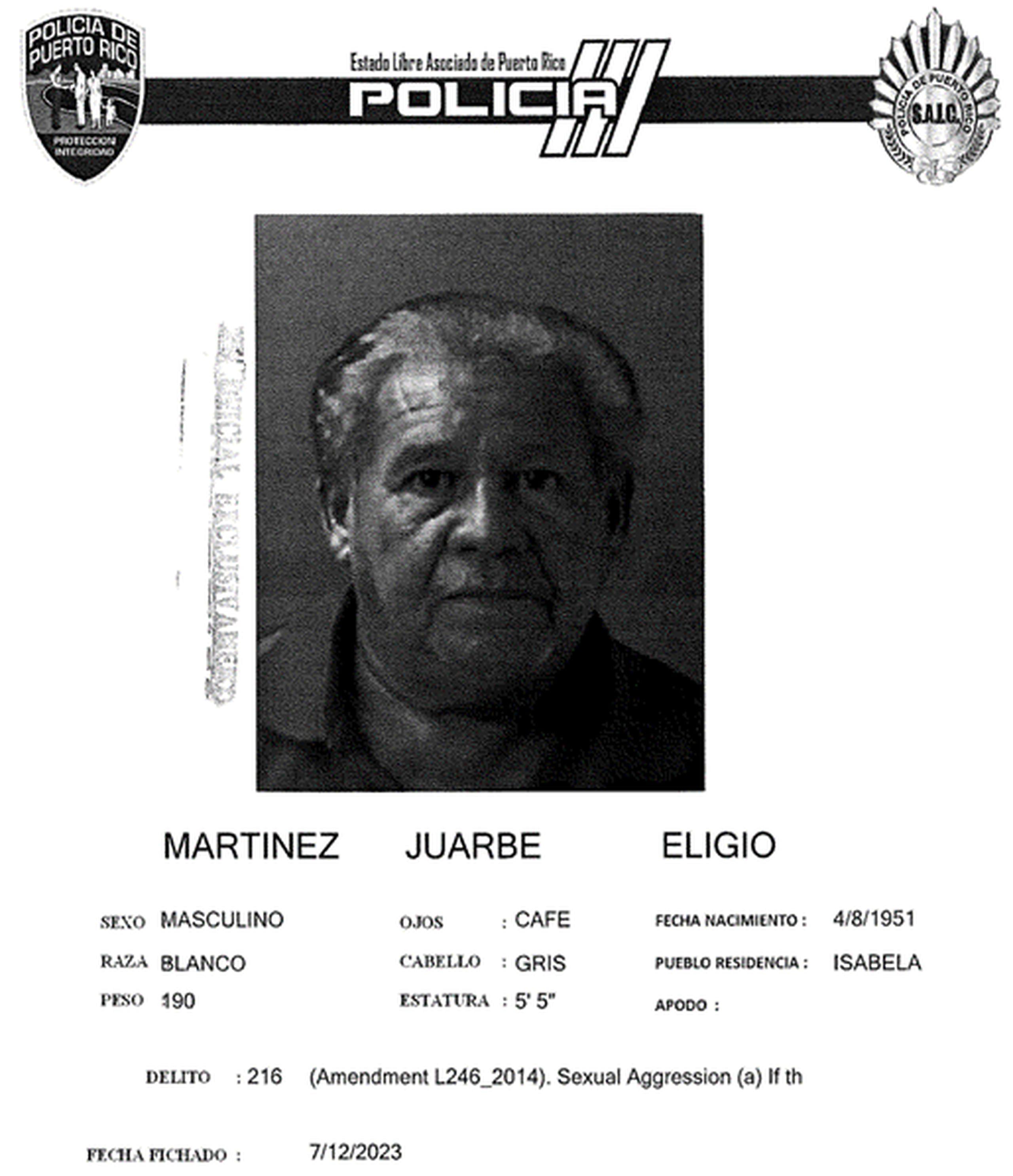 Eligio Martínez Juarbe quedó libre tras prestar la fianza ascendente a $75 mil.