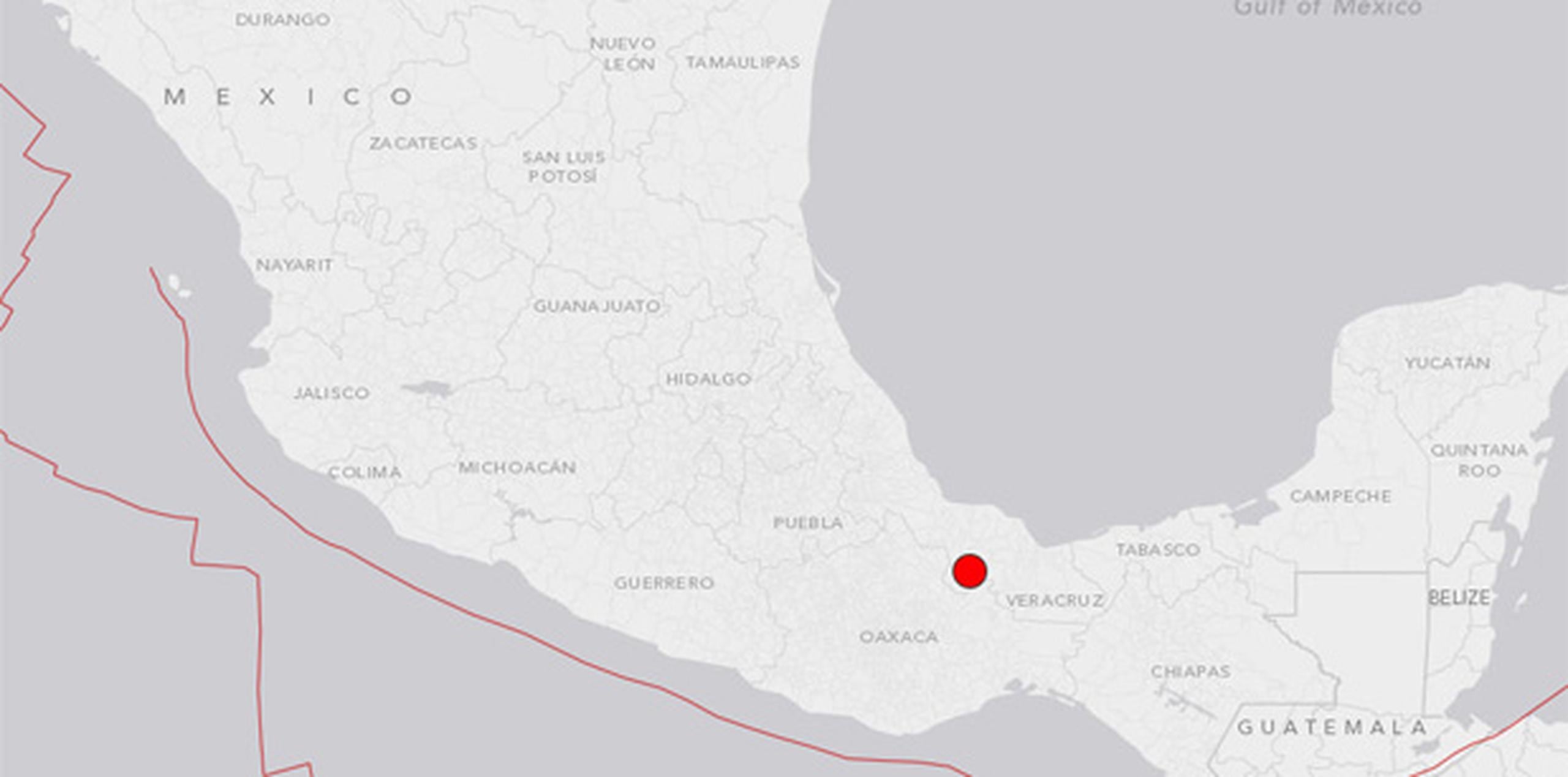 El epicentro se localizó en el sur del oriental estado de Veracruz. (USGS)
