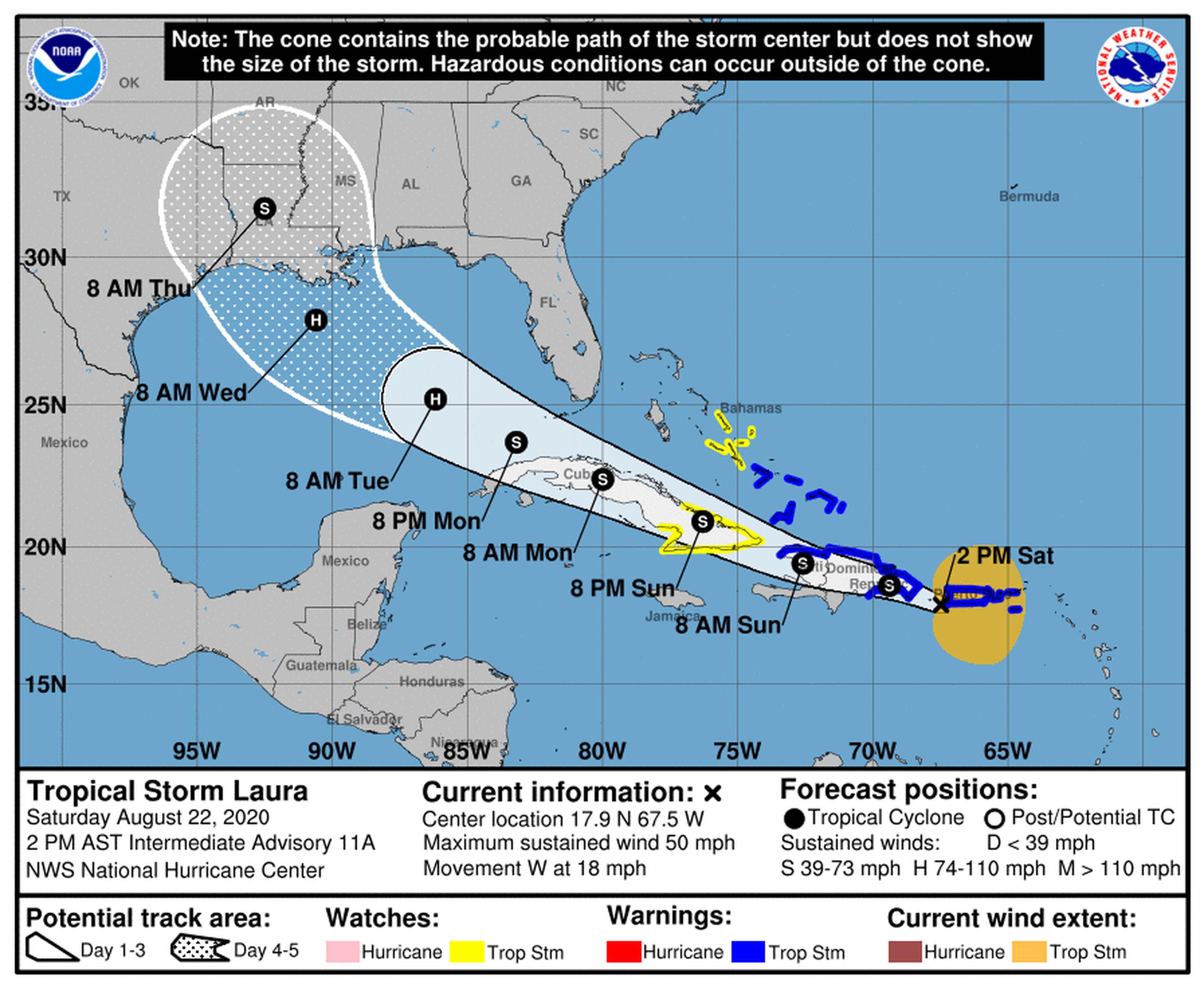 El centro de la tormenta está al sur de Cabo Rojo.
