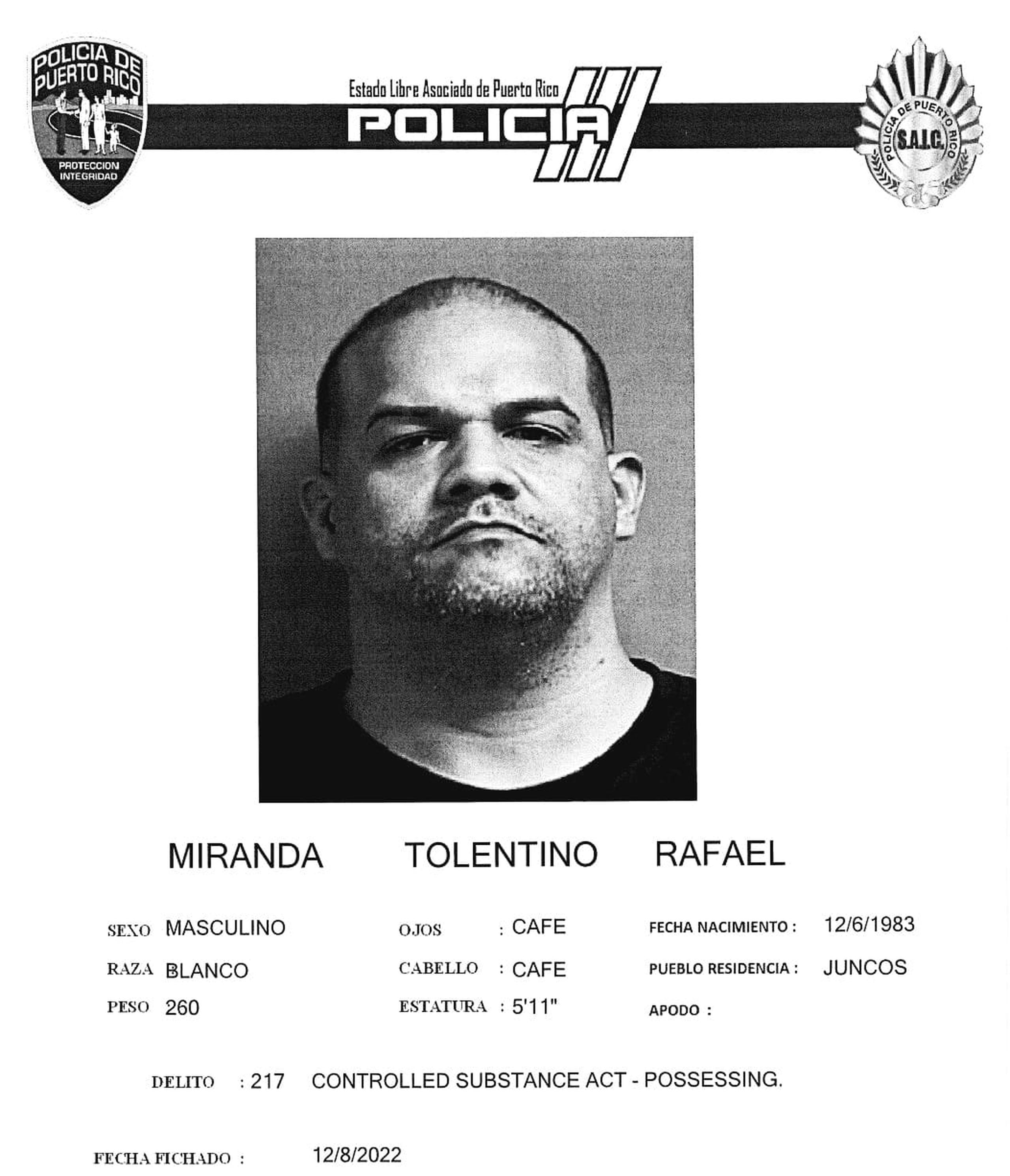 Rafael Miranda Tolentino de 38 años, alias Kikuet, ha sido identificado por el Negociado de la Policía como sospechoso de varios asesinatos.