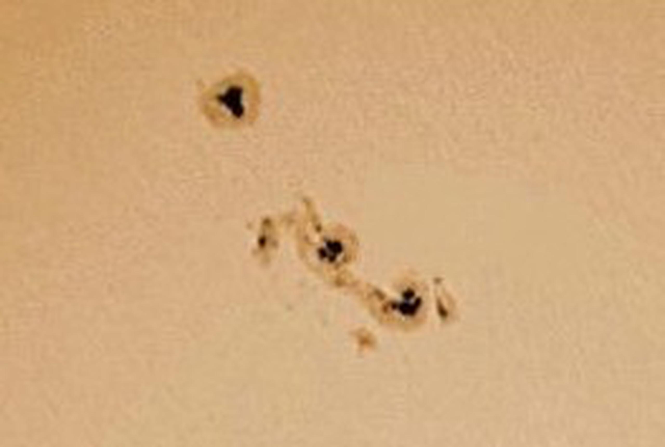Gustavo Sánchez, astrofotógrafo de la entidad educativa, captó ayer una imagen del Sol que muestra varias manchas solares. (Sociedad de Astronomía del Caribe)