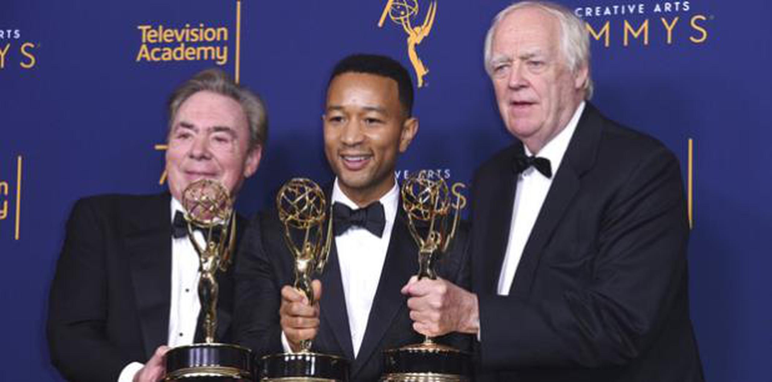 Son ellos los ganadores 13, 14 y 15 que históricamente obtienen premios Emmy, Grammy, Oscar y Tony. En el caso de Legend, se convirtió así en el primer actor negro en lograr un EGOT. (AP)