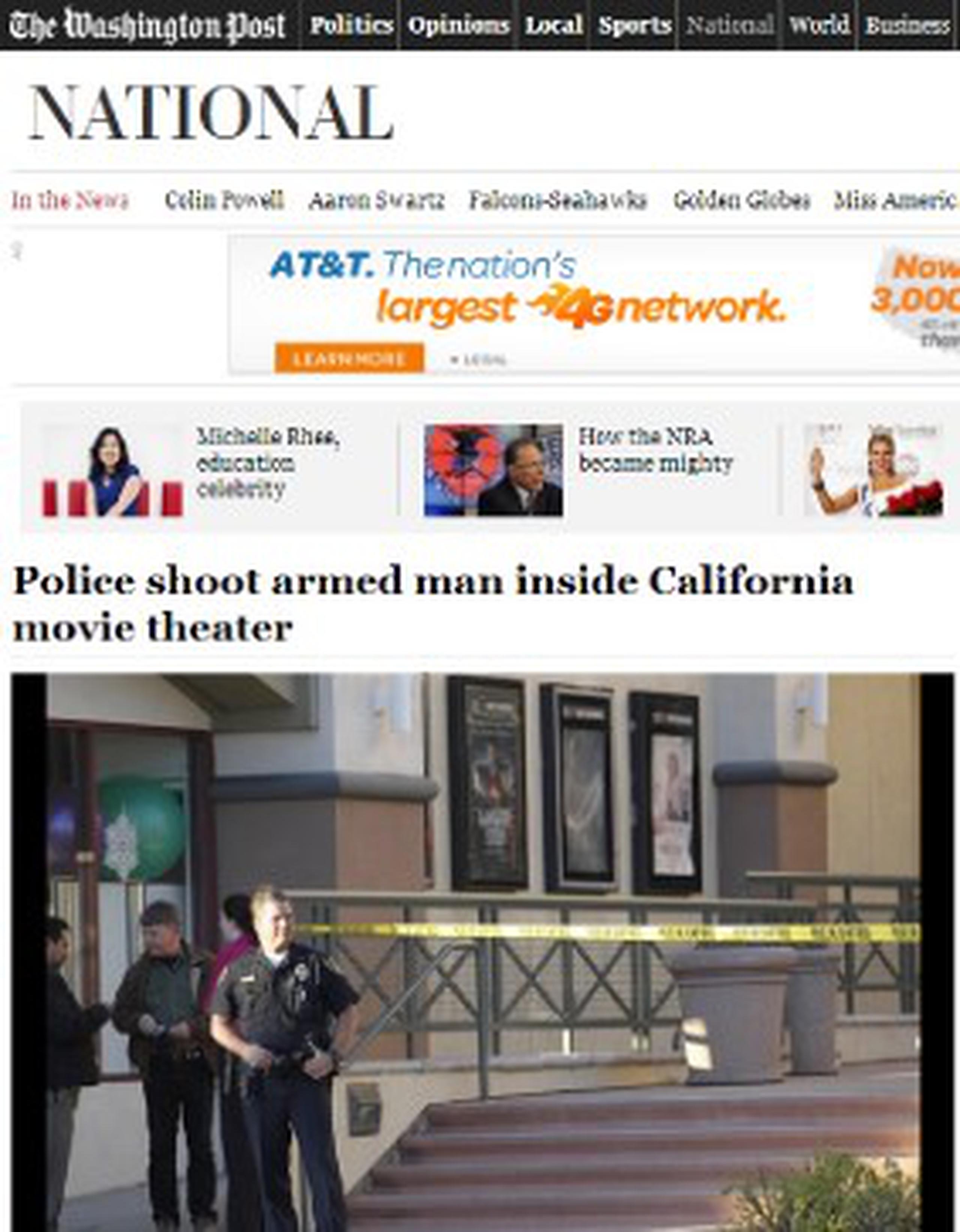 La policía de San Diego disparó e hirió de gravedad a un hombre armado que se escondía en una sala de cine donde se estaba proyectando la película "Los Miserables". (Washingtonpost.com)