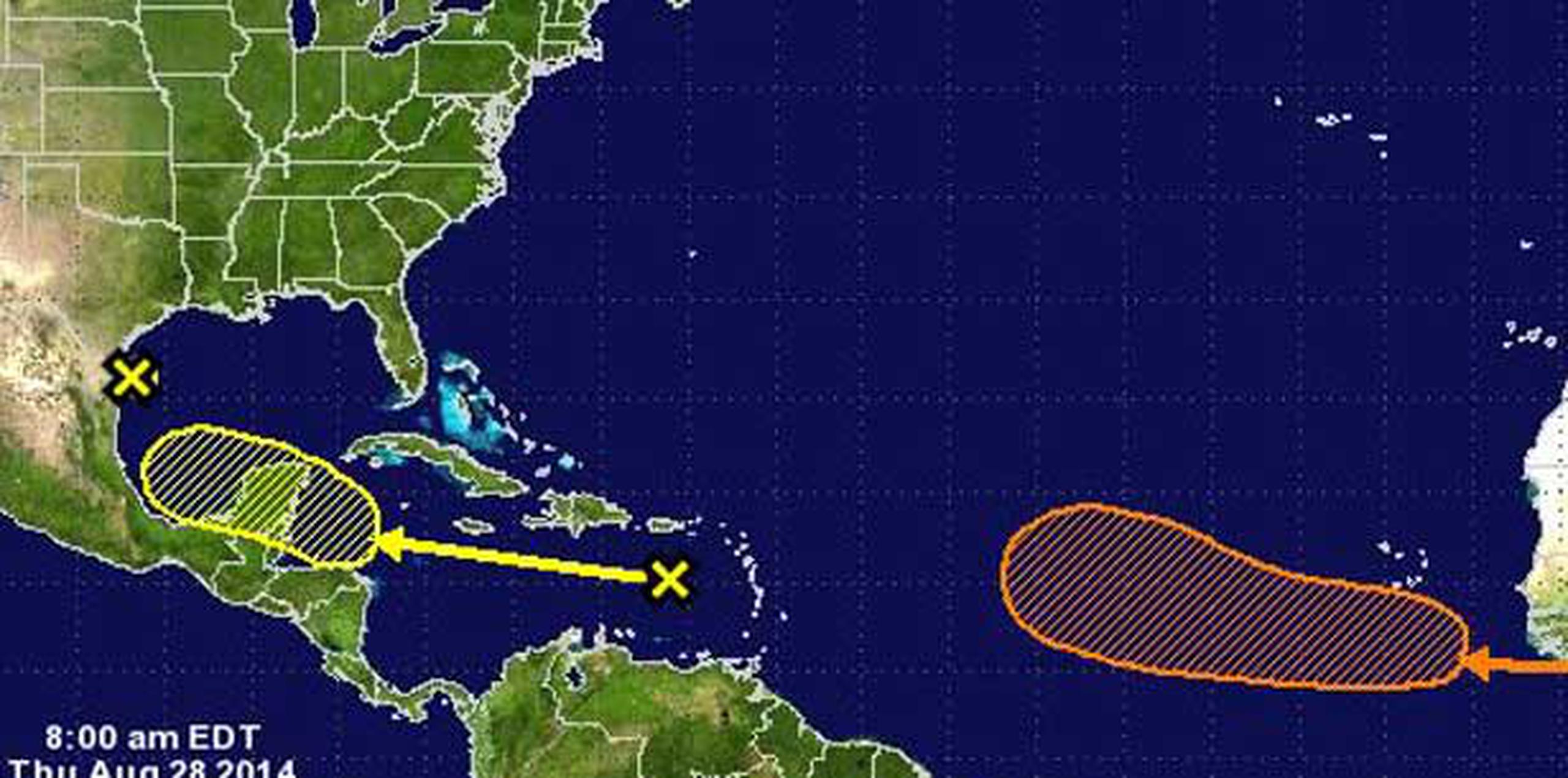 Otra onda que se encuentra en camino al Caribe tiene 40 por ciento de posibilidad de desarrollo ciclónico, indicó el NHC. Negrón comentó que se espera que afecte a la Isla durante el sábado y domingo. (NOAA)

