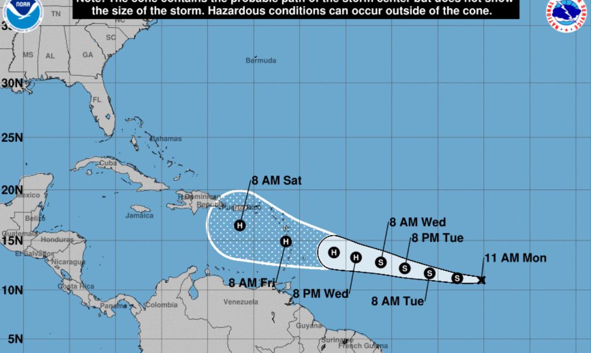 A tropical depression forms in the Atlantic