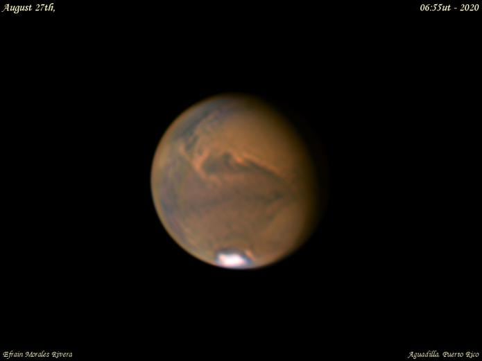 Marte captado desde Puerto Rico por :  Efrain Morales de la Sociedad de Astronomia del Caribe.