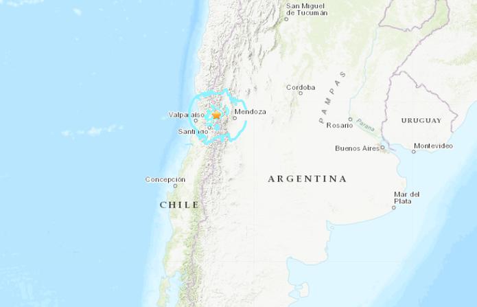 El epicentro del sismo se situó muy cerca de la frontera con Argentina.
