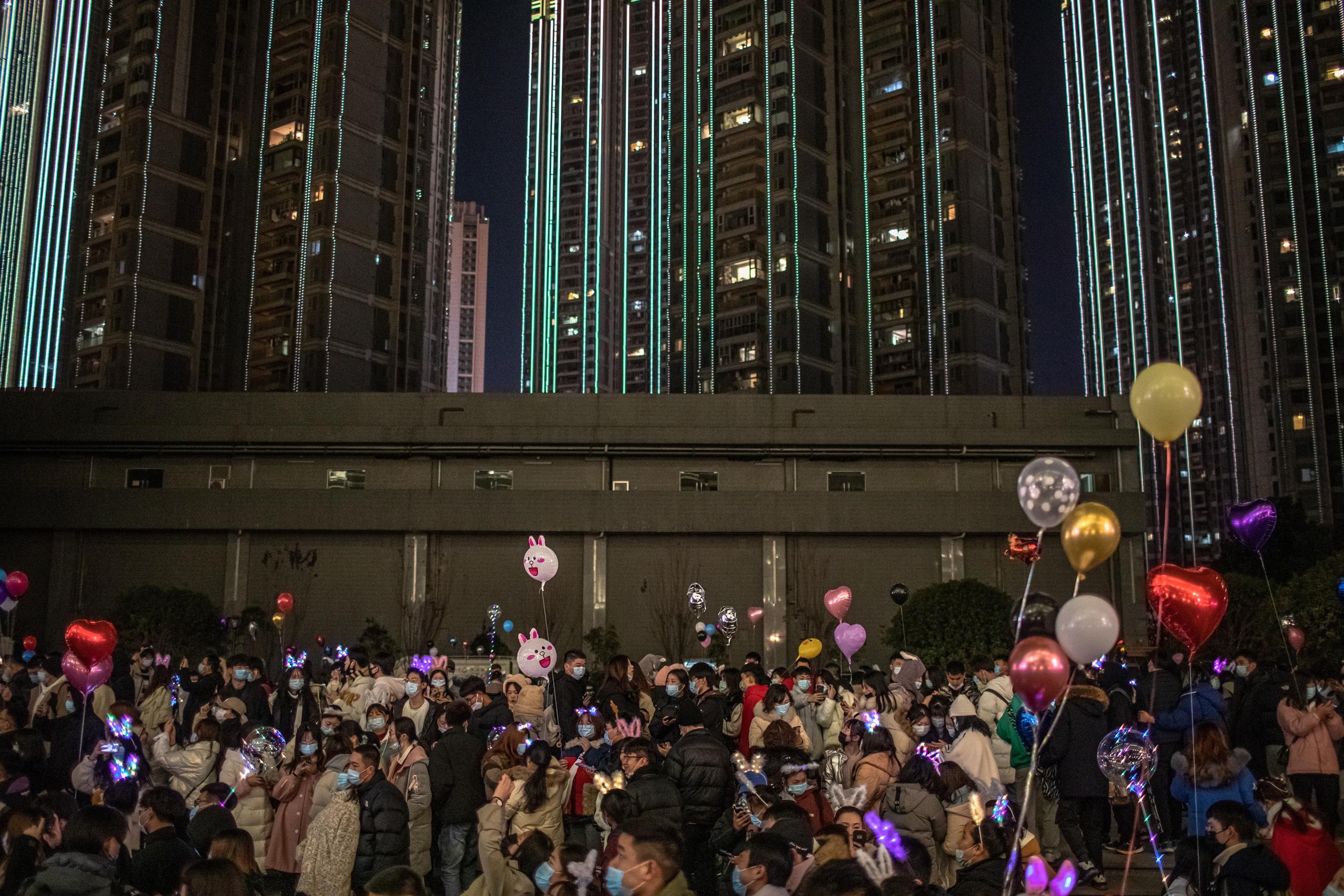 Celebración de Año Nuevo en Wuhan, China.