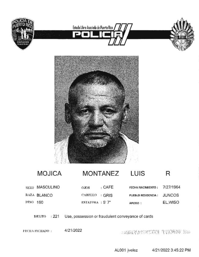 Luis R. Mojica Montañez acusado en ausencia el año pasado, fue arrestado en Juncos.